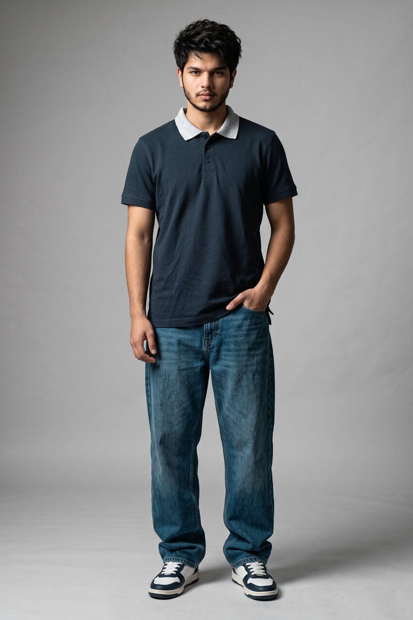 Navy & Melange Grey