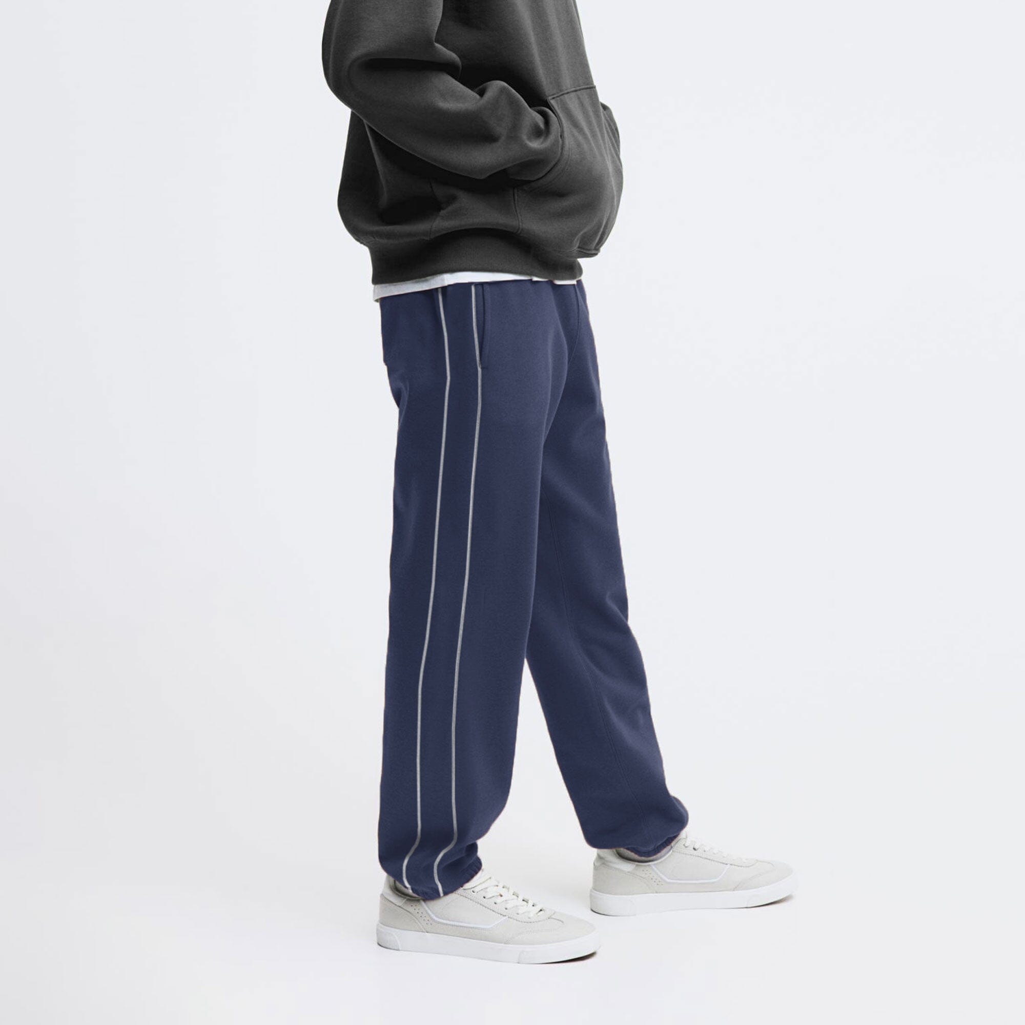 Max 21 Men's Contrast Design Fleece Sweat Pants Men's Sweat Pants SZK Navy S 