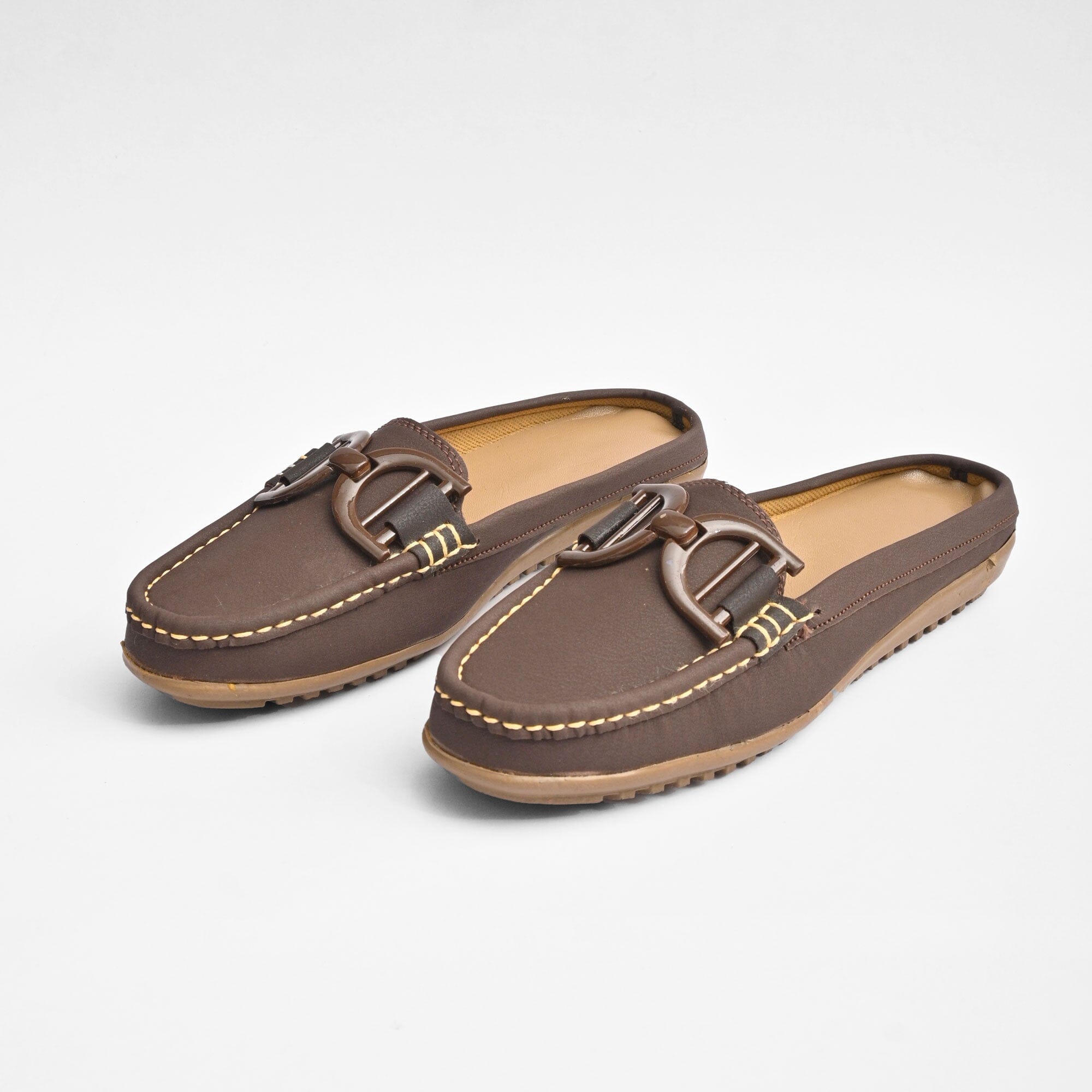 Women's Touro Style Open Back Moccasin Shoes Women's Shoes SNAN Traders Dark Brown EUR 35 