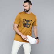 Max 21 Men's Pine Tree Printed Classic Tee shirt Men's Tee Shirt SZK Mustard S 