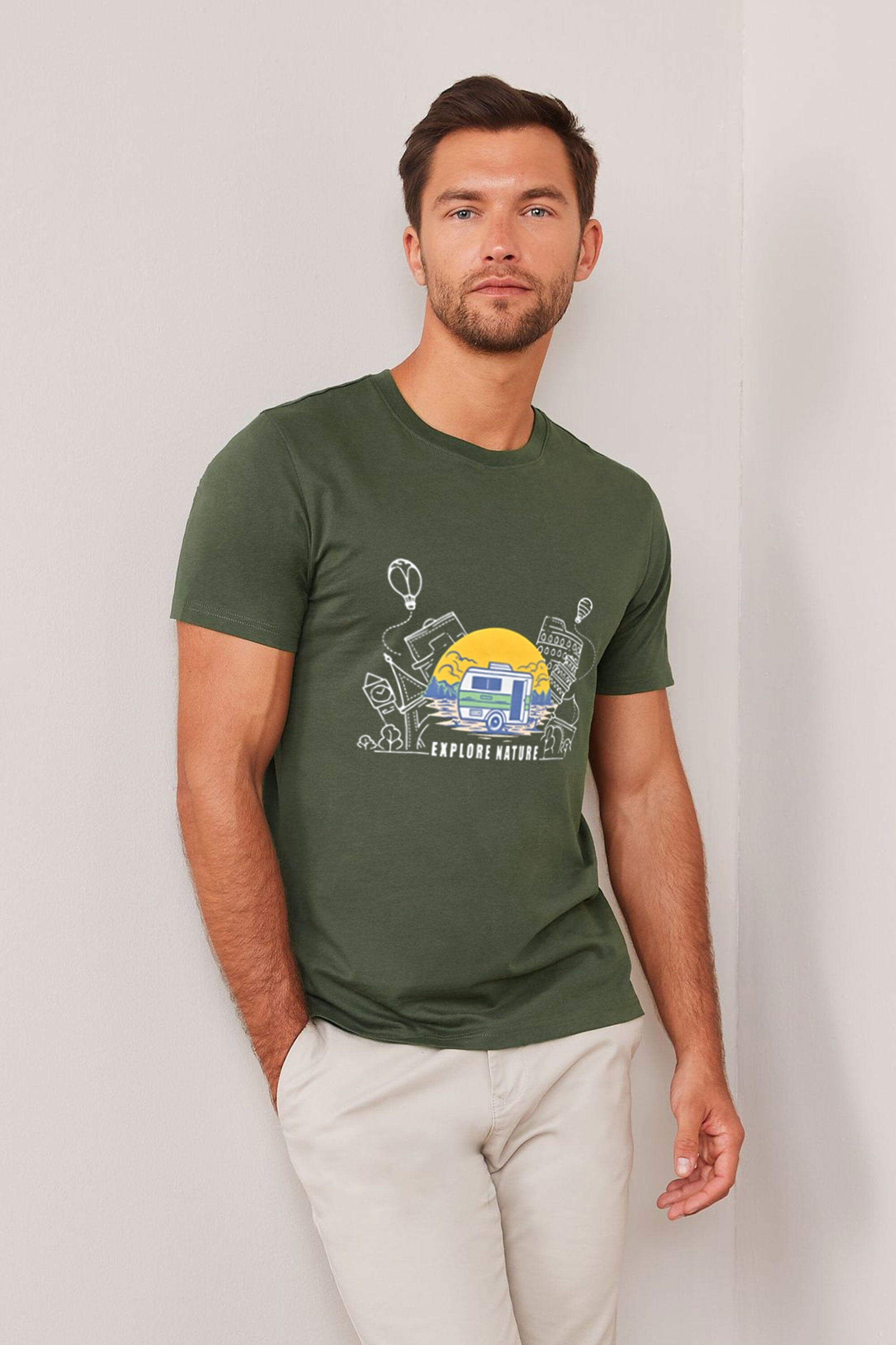 Polo Republica Men's Explore Nature Printed Crew Neck Tee Shirt Men's Tee Shirt Polo Republica 