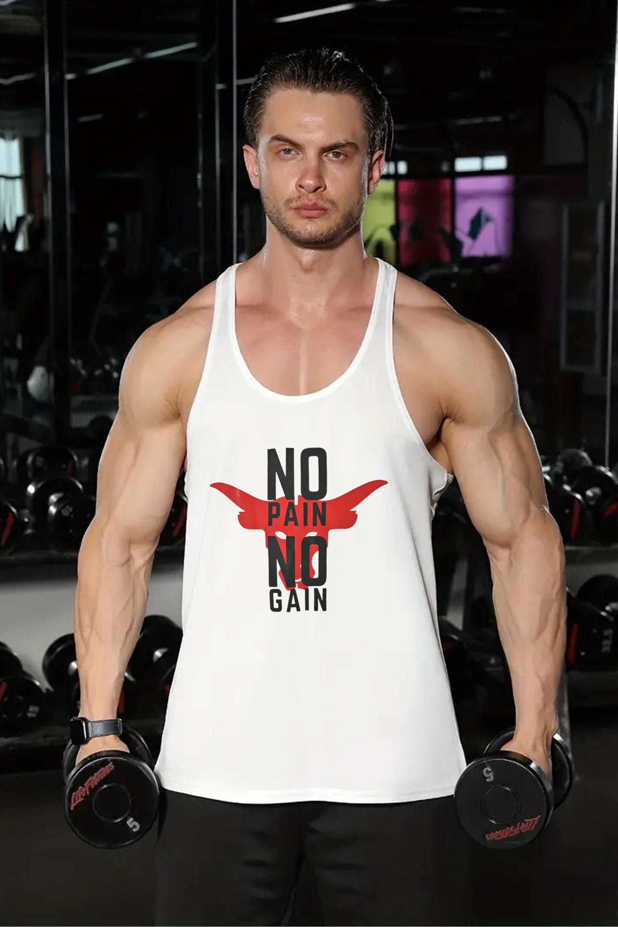 Polo Athletica Men's No Pain No Gain Printed Activewear Tank Top Men's Activewear Vest Polo Republica 