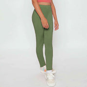 Hopio Girl's Solid Design Leggings Girl's Trousers MHJ Olive 6-7 Years 