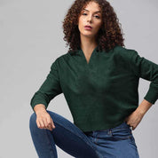 Women's Oversized Fleece Pullover Hoodie Women's Pullover Hoodie Shahkam Bottle Green XS 