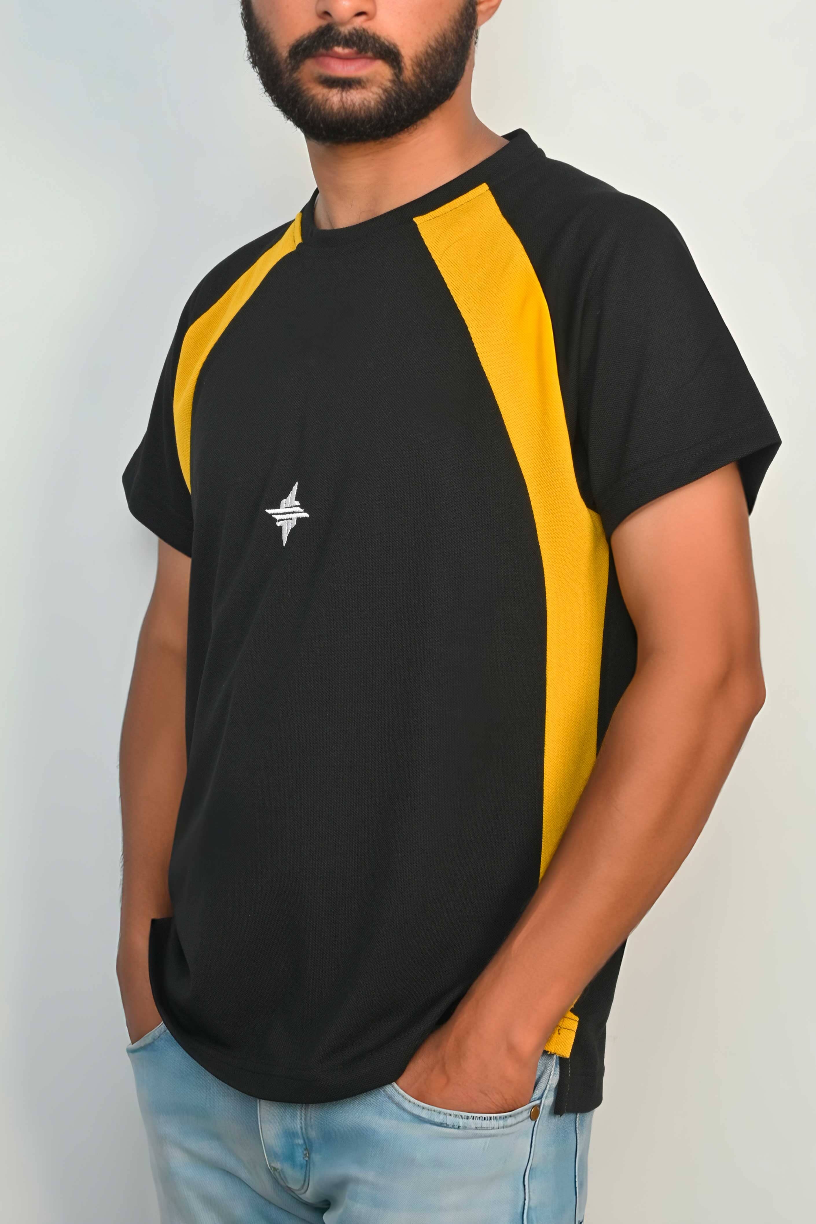 Men's Contrast Style Raglan Sleeve Logo Embroidered Tee Shirt Men's Tee Shirt IBT 