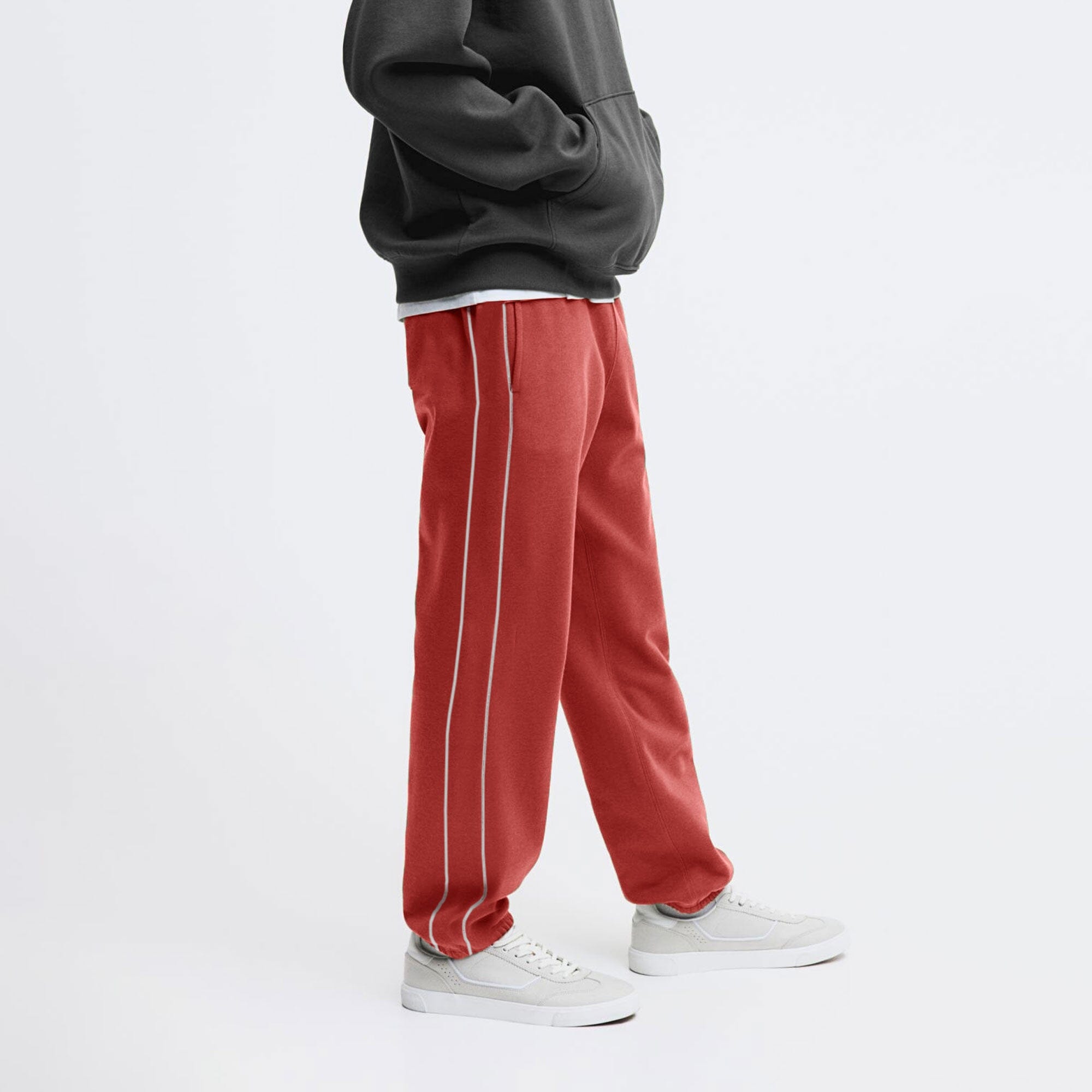 Max 21 Men's Contrast Design Fleece Sweat Pants Men's Sweat Pants SZK Red S 