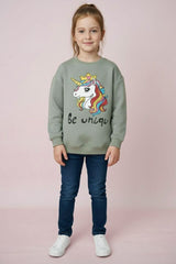 Minoti Girl's Unicorn Fleece Sweatshirt