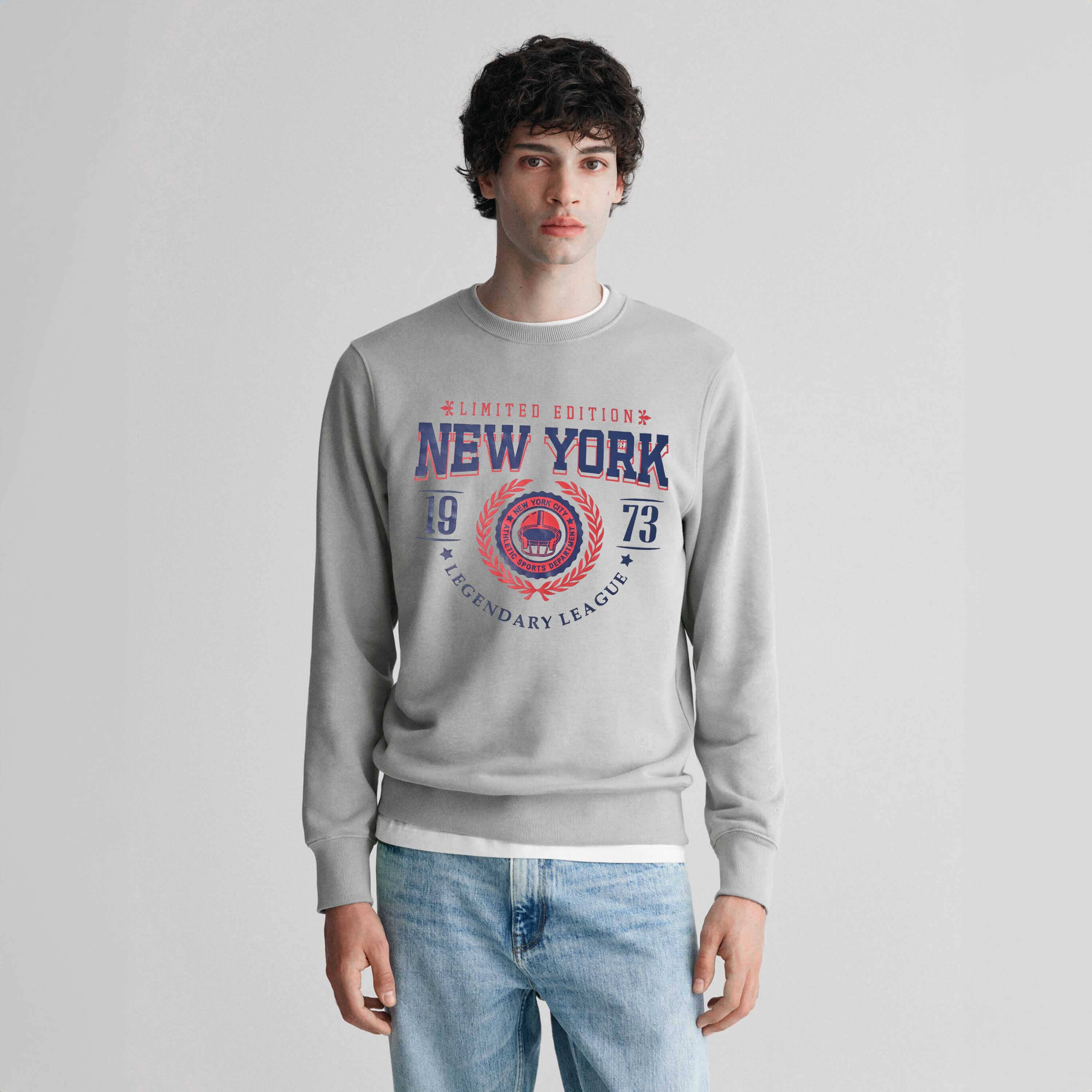 Polo Republica Men's New York Printed Fleece Sweat Shirt Men's Sweat Shirt Polo Republica Stealth Grey S 
