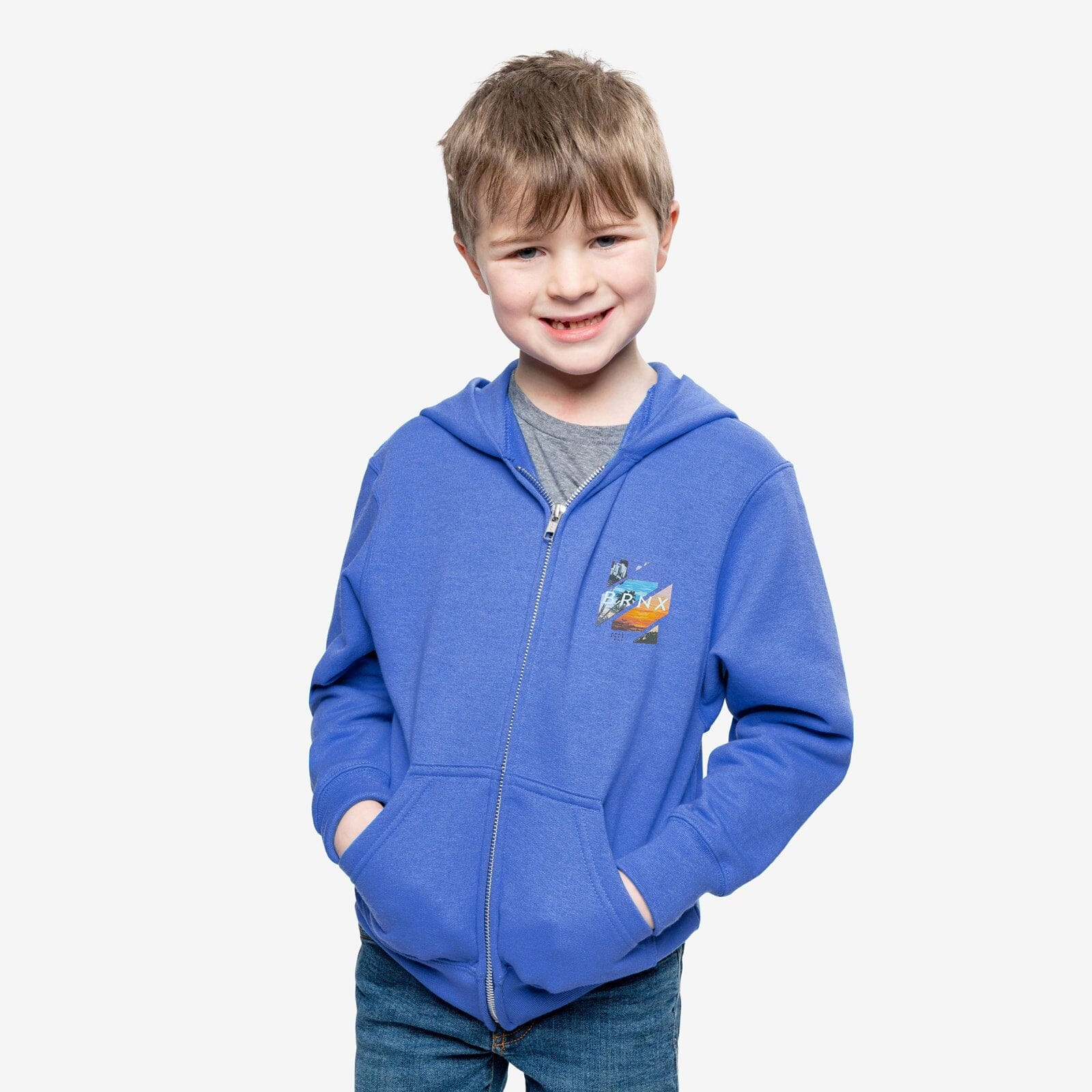 Independent Kid's Brnx Printed Zipper Fleece Hoodie kid's Zipper Hoodie SNR Blue XS(4-5 Years) 