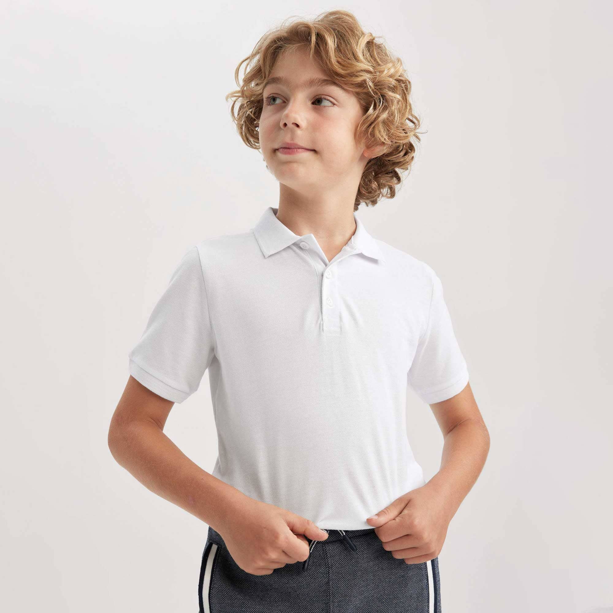 Class Time Boy's Short Sleeve Pique Polo Shirt White