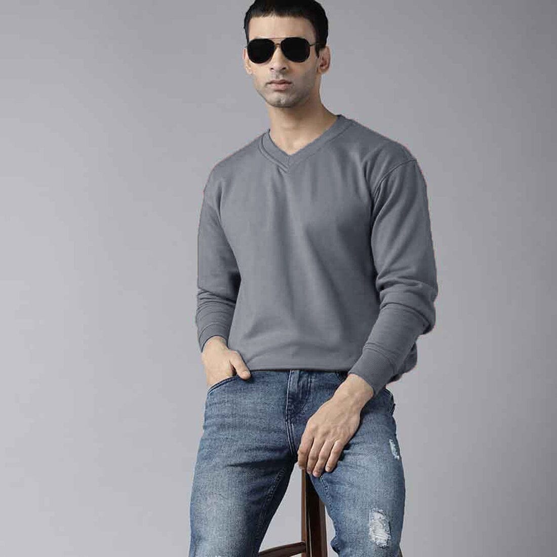 Polo Republica Men's V-Neck Minor Fault Sweat Shirt Men's Sweat Shirt Polo Republica Grey S 