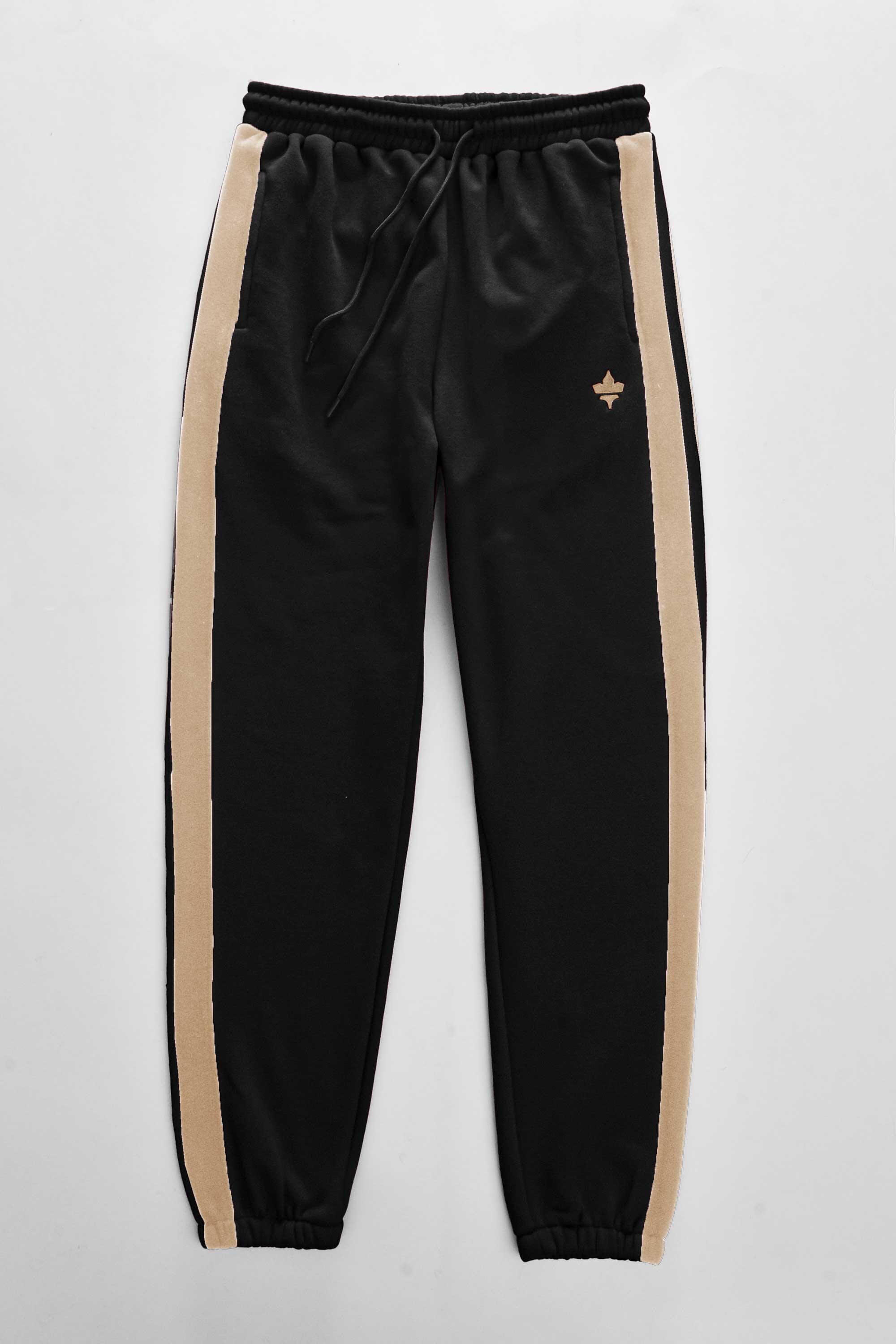 Polo Republica Men's Contrast Panel Maple Leaf Embroidered Fleece Trousers Men's Trousers Polo Republica 