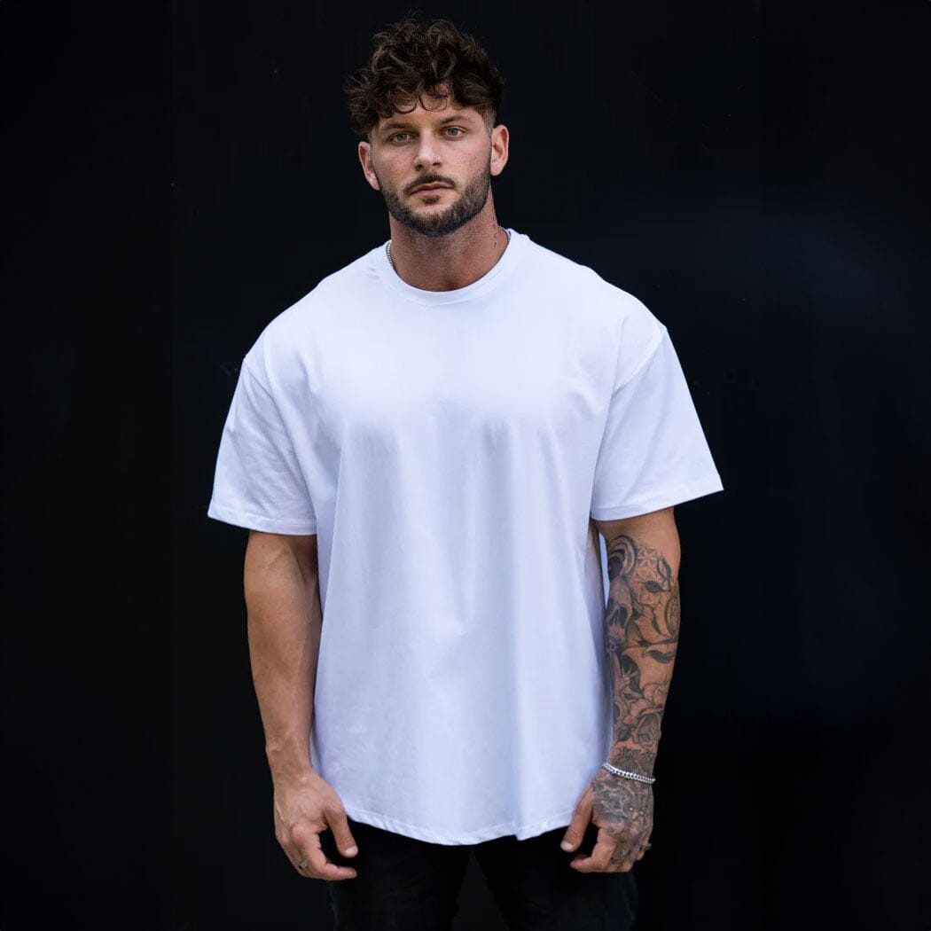 Polo Republica Men's Oversized Loose Fit Crew Neck Tee Shirt Men's Tee Shirt Polo Republica Off White S 