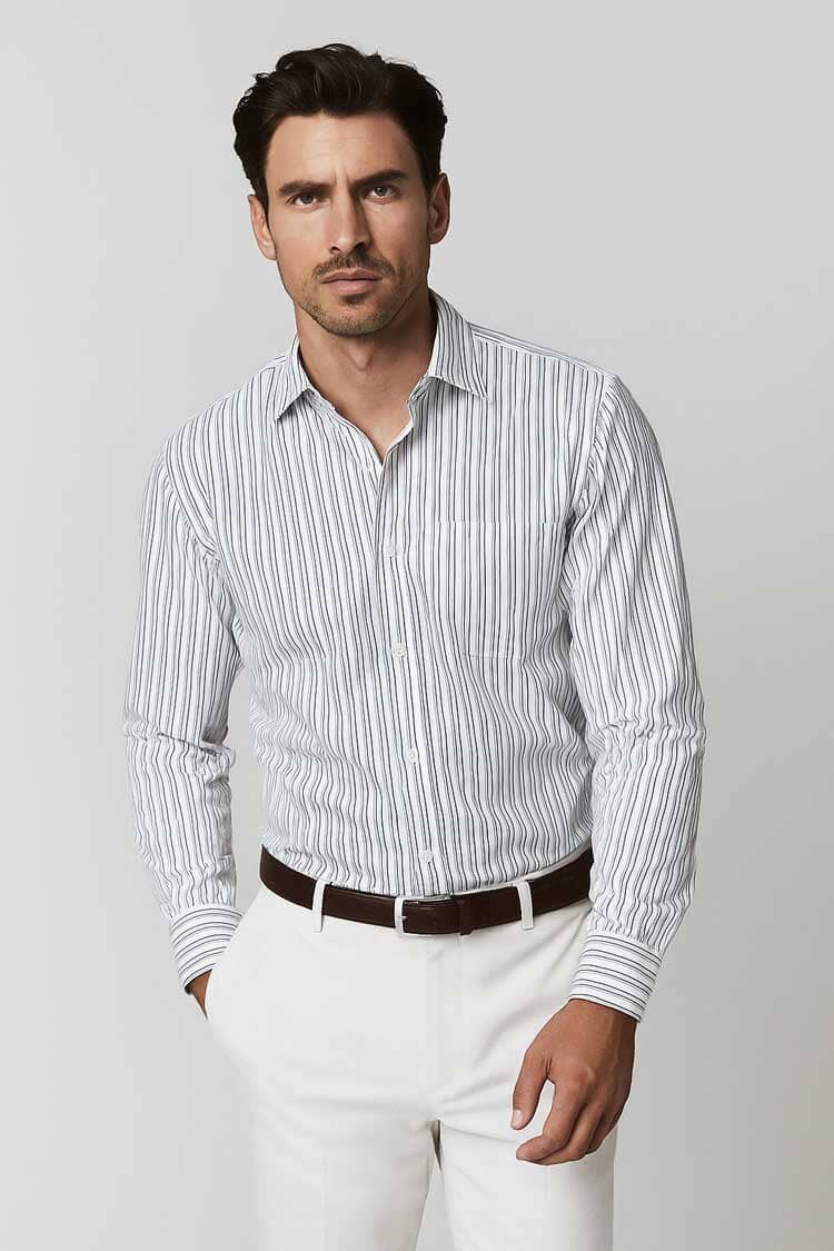 Eternity Men's Classic Fit Pinstripe Formal Shirt
