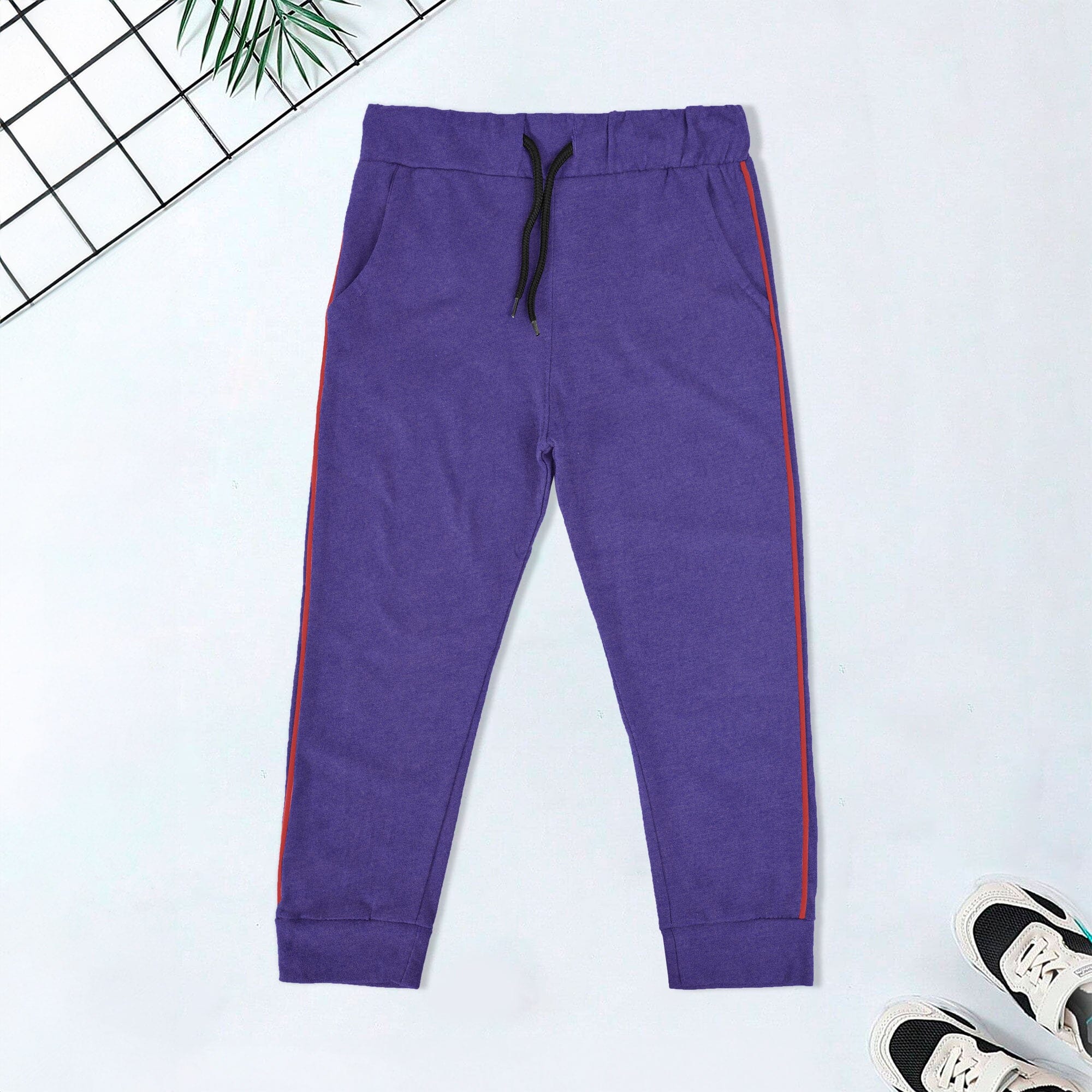 Top Shop Kid's Contrast Side Panel Design Jogger Pants Boy's Trousers SNR Purple 2-3 Years 