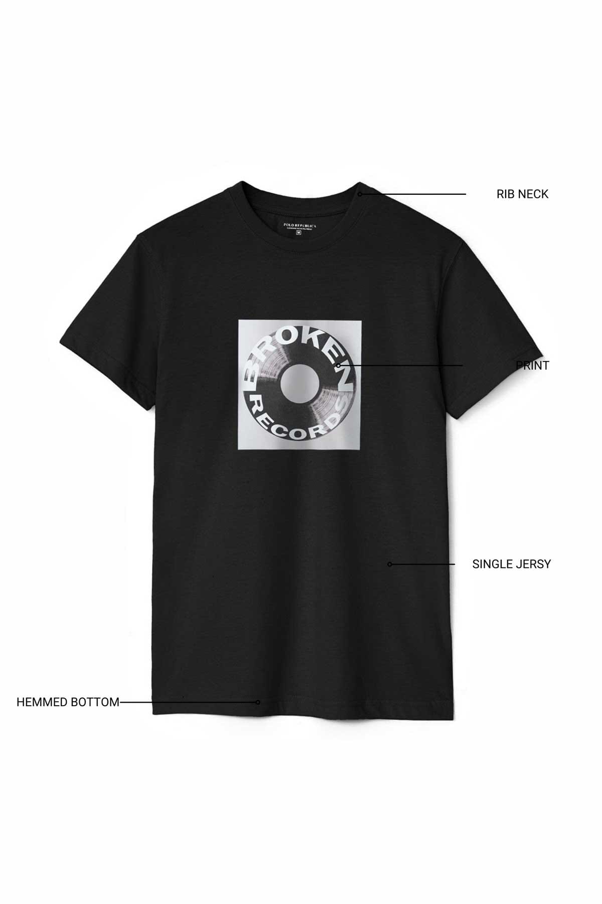 Polo Republica Men's Broken Records Printed Tee Shirt