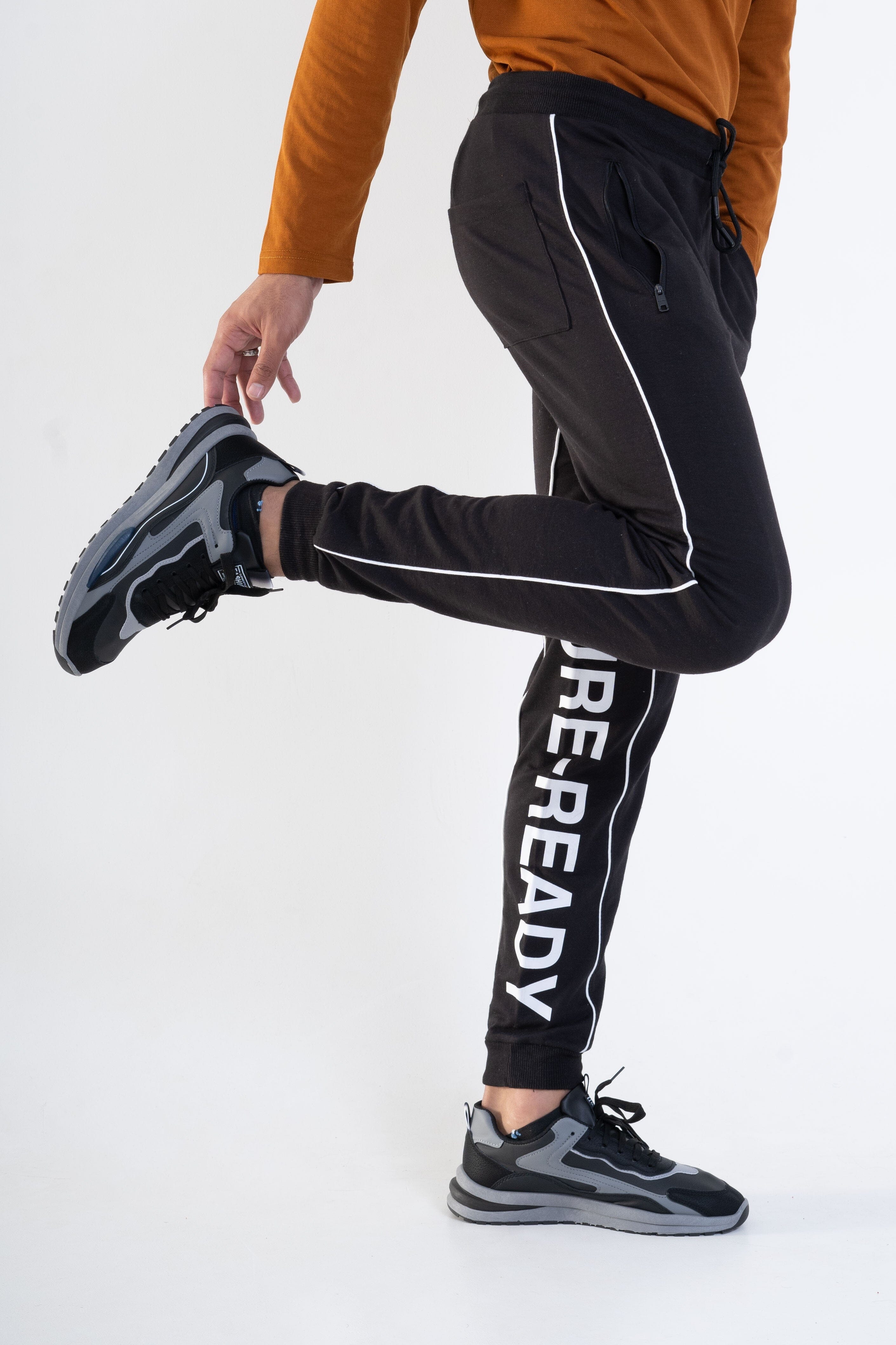 Bershka Men's Future Ready Printed Minor Fault Terry Jogger Pants Minor Fault Yasir Bin Asad Black XS 