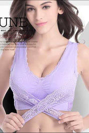 Front Cross Side Buckle Push Up Lace design Sports Bra Women's Lingerie RAM 
