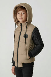 Boy's Hooded Contrast Puffer Jacket
