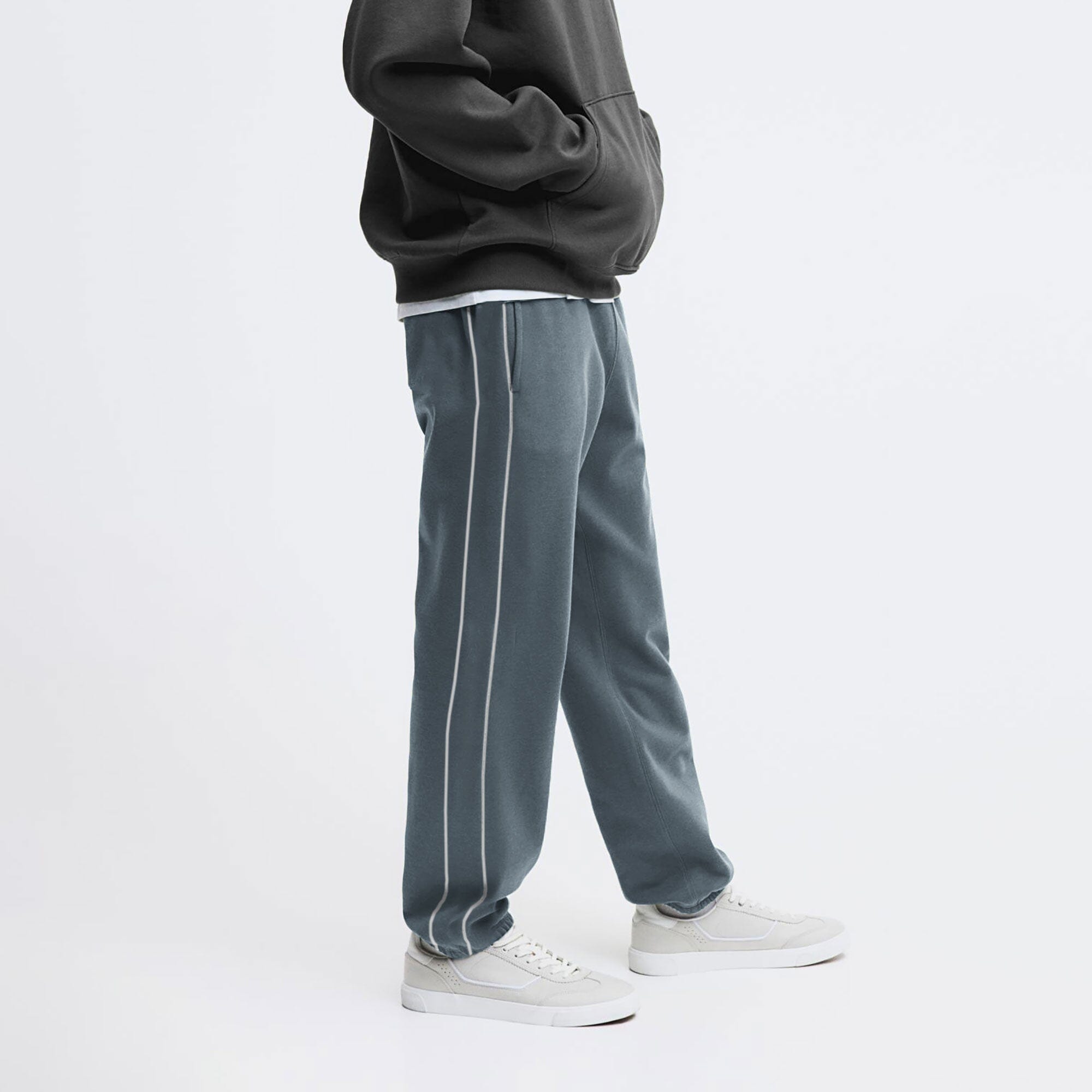 Max 21 Men's Contrast Design Fleece Sweat Pants Men's Sweat Pants SZK Slate Grey S 