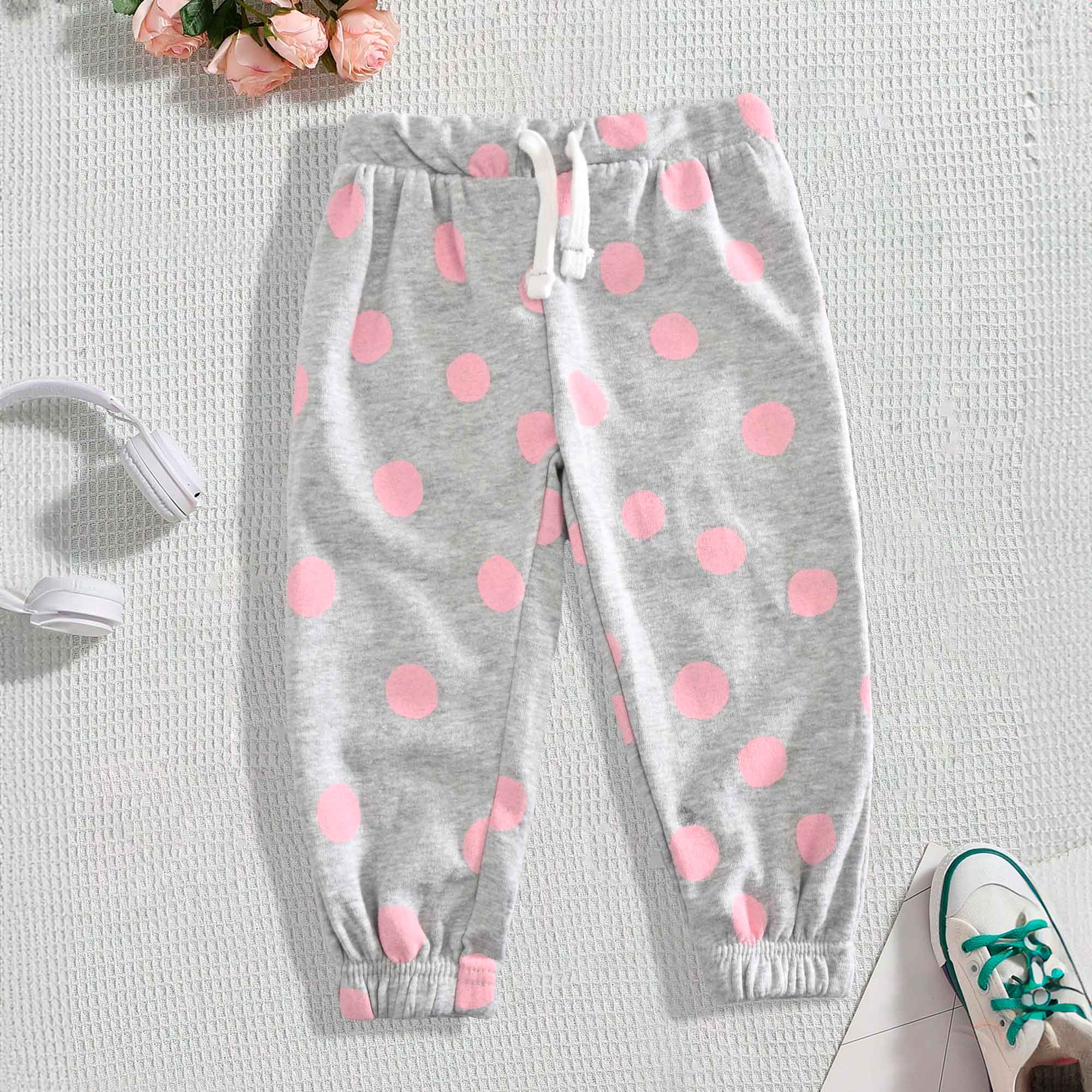 Lefties Kid's Dots Printed Terry Jogger Pants Boy's Trousers SNR Heather Grey 3-6 Months 