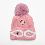 Kid's Pom Pom Fur Beanie Cap Cap SRL Lilac 