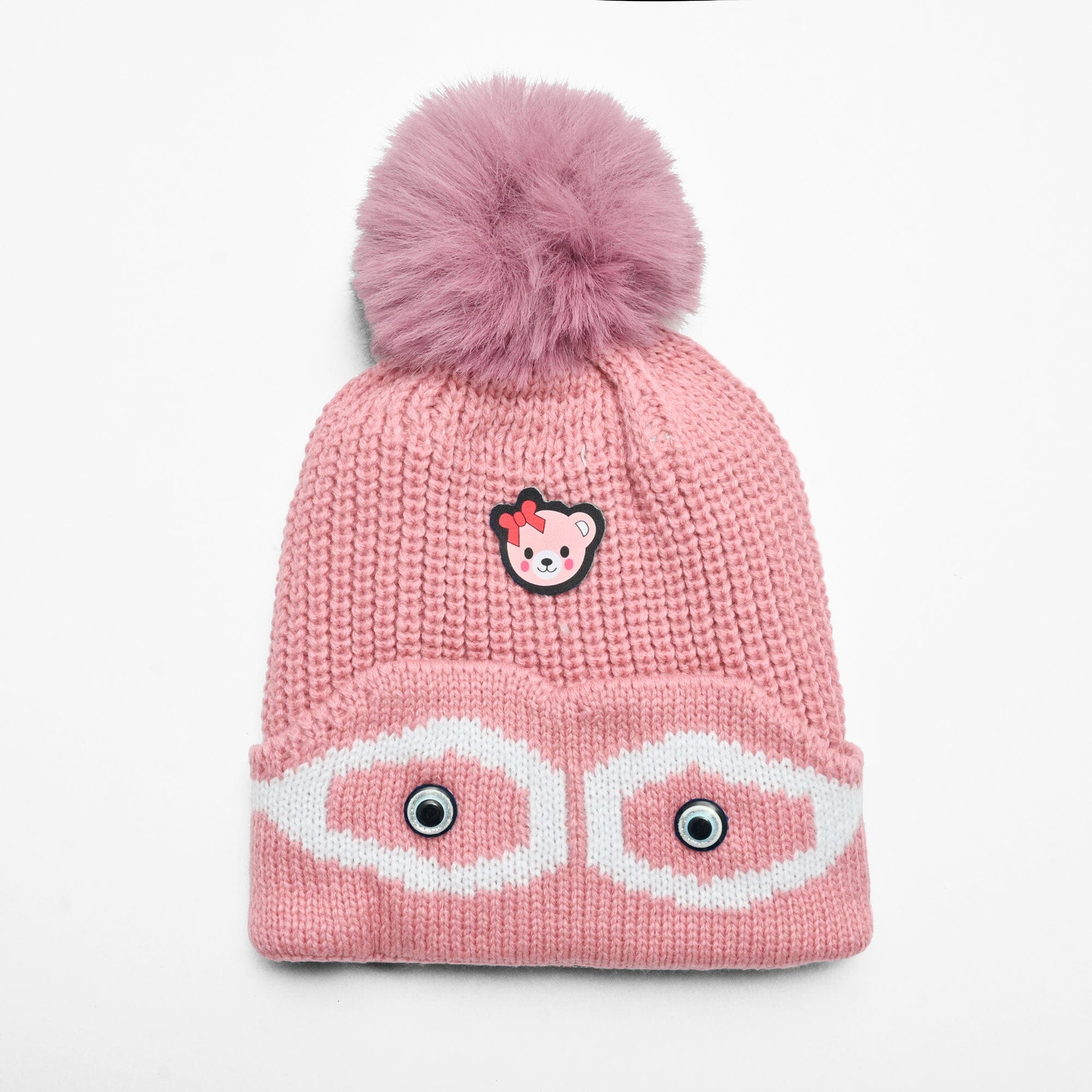 Kid's Pom Pom Fur Beanie Cap Cap SRL Lilac 
