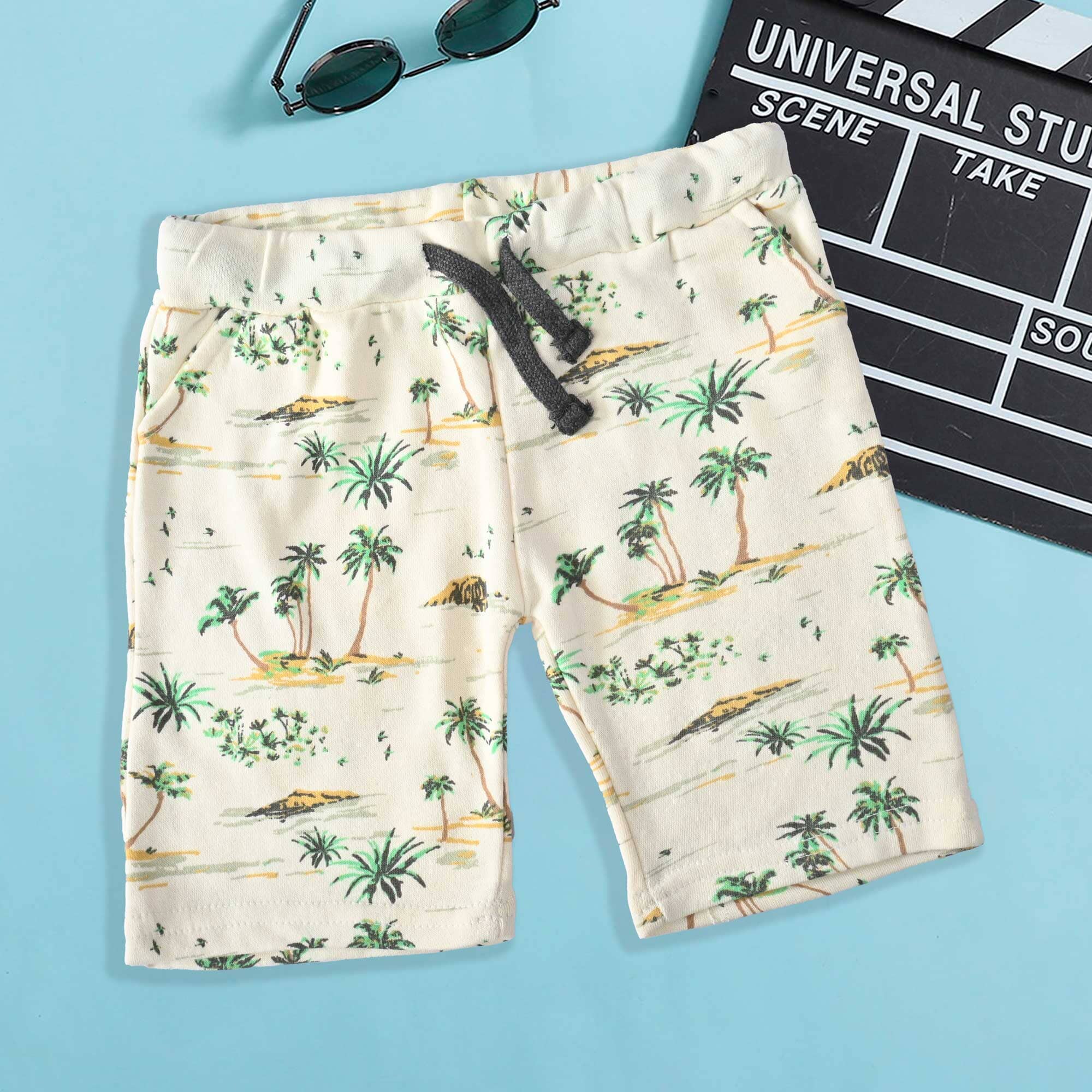 Ritado Kid's Pine Tree Printed Classic Terry Shorts