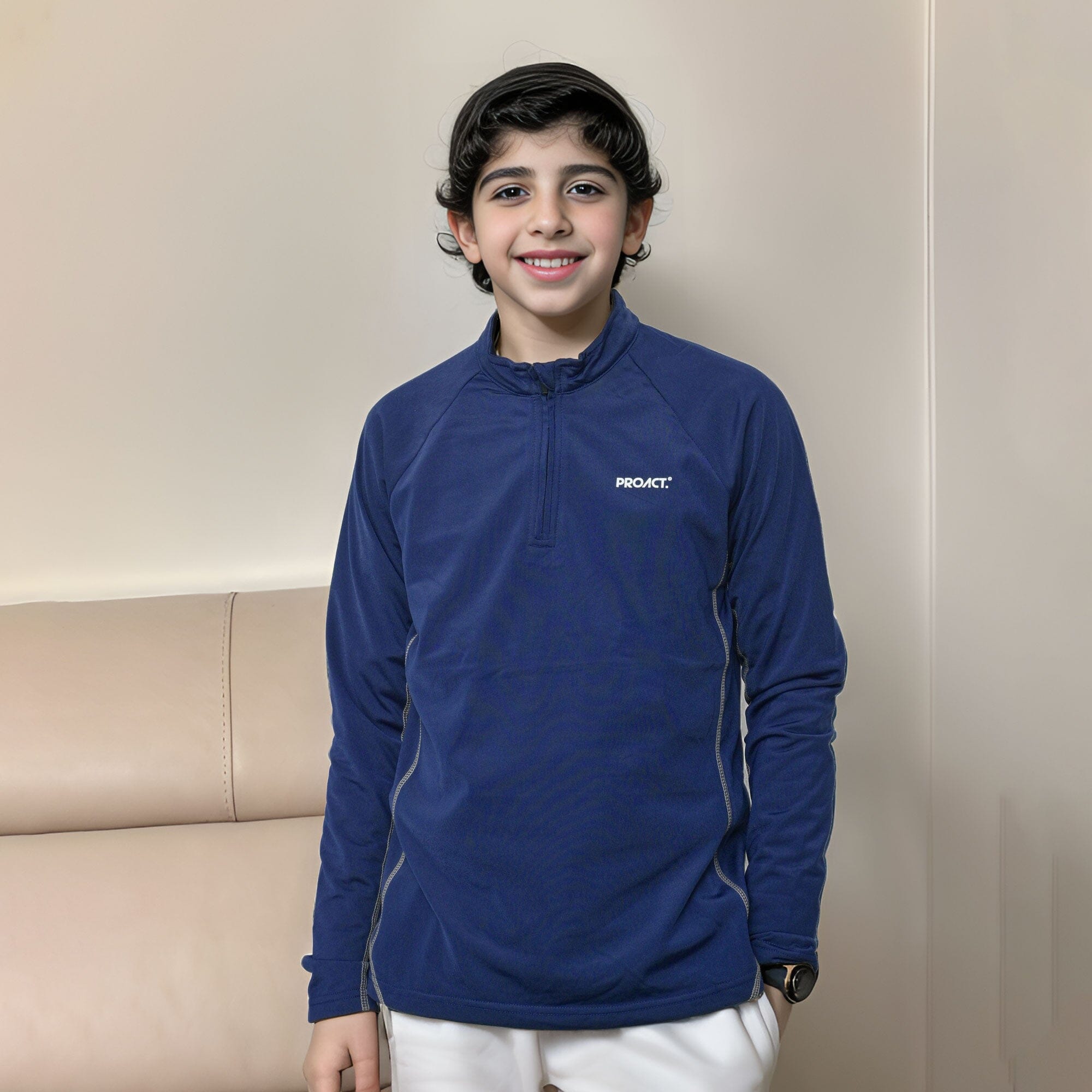 Proact Boy's Mock Neck Quarter Zipper Minor Fault Sweat Shirt Boy's Sweat Shirt HAS Apparel Navy 11-12 Years 