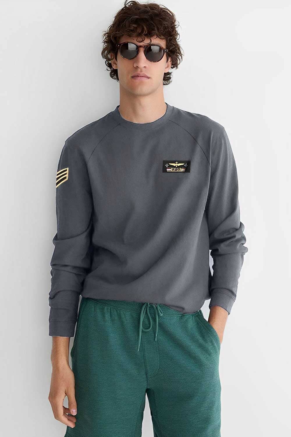Polo Republica Men's Top Gun & Arrow Embroidered Raglan Sleeve Pique Tee Shirt