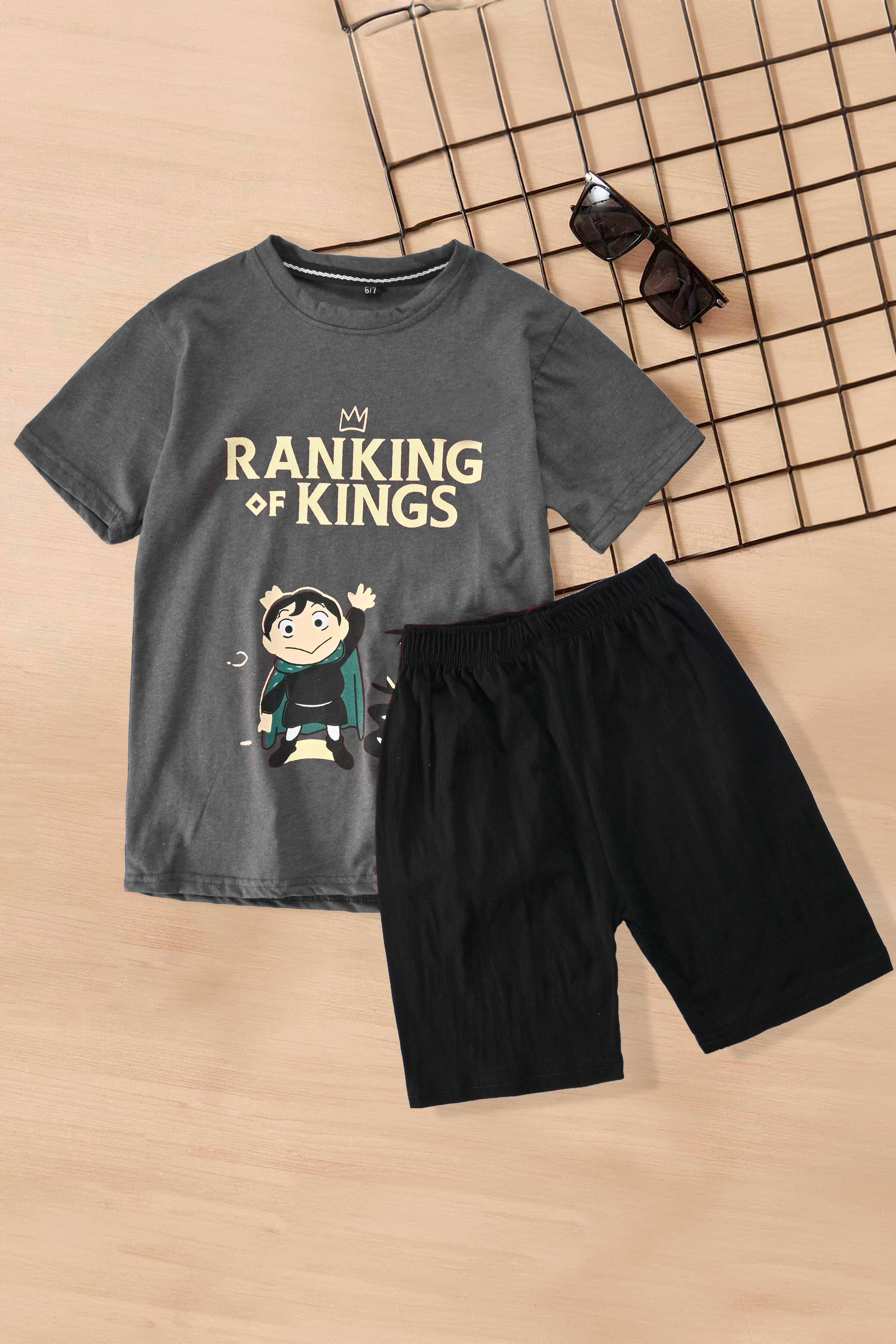Kid's Ranking Of Kings Printed Twin Set Boy's Twin Set HMG 