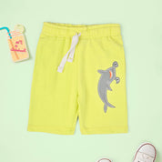 Minoti Kid's Whale Printed Terry Shorts Kid's Shorts SNR Lime 9-12 Months 