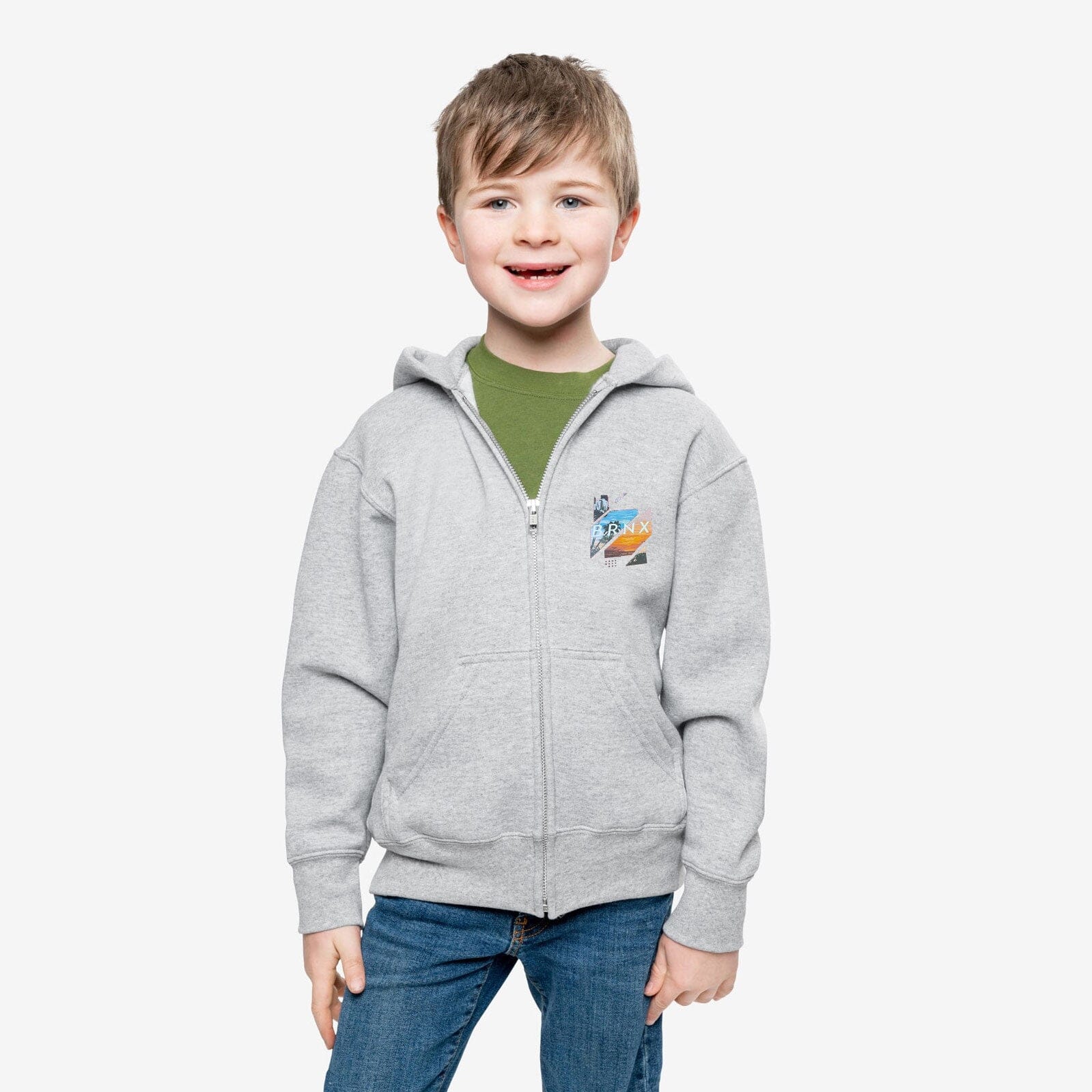 Independent Kid's Brnx Printed Zipper Fleece Hoodie kid's Zipper Hoodie SNR Heather Grey XS(4-5 Years) 