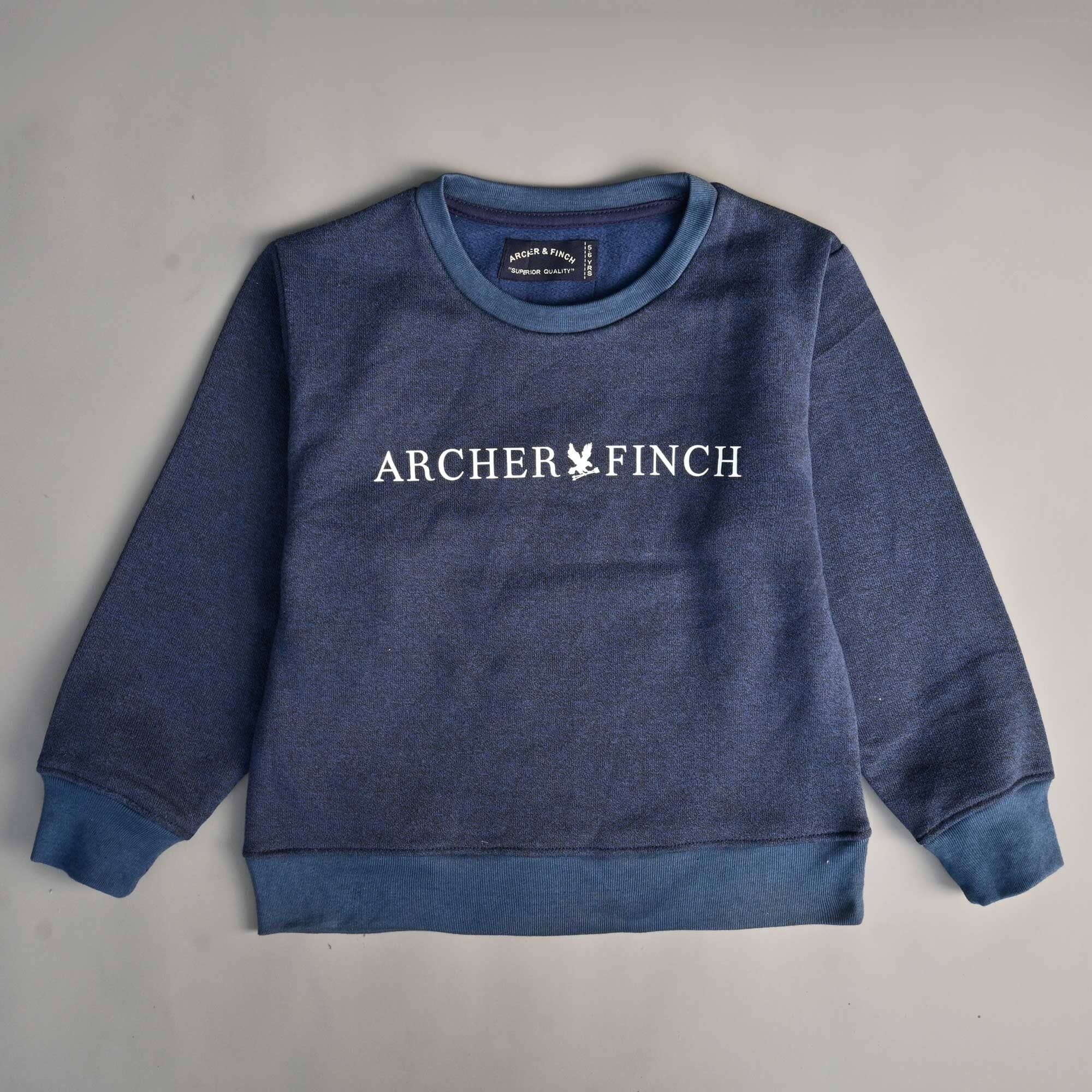 A&F Boy's Archer & Finch Printed Fleece Sweat Shirt Boy's Sweat Shirt LFS Navy Marl 3-4 Years 