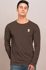 Men's 3 Embroidered Crew Neck Long Sleeve Tee Shirt
