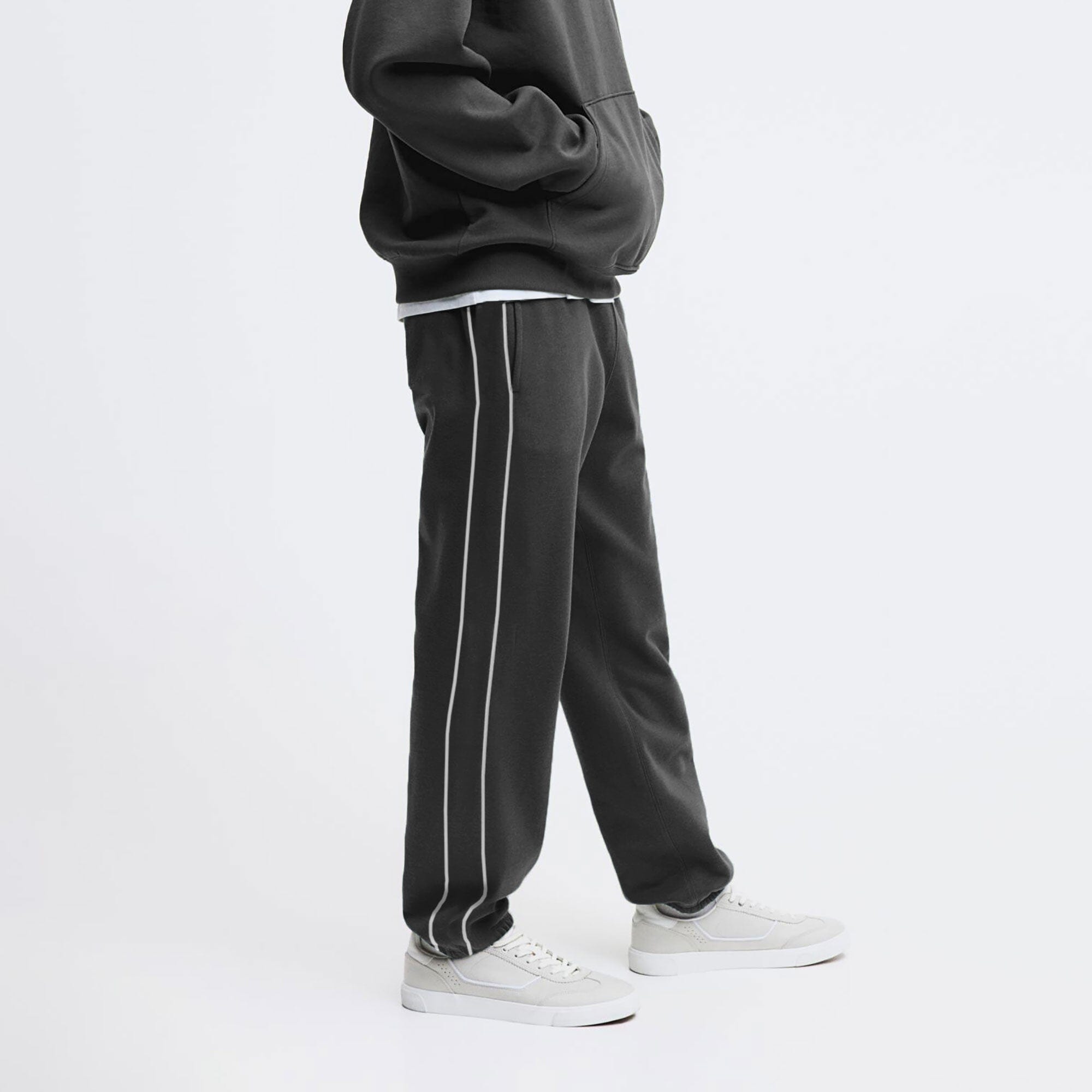 Max 21 Men's Contrast Design Fleece Sweat Pants Men's Sweat Pants SZK Black S 