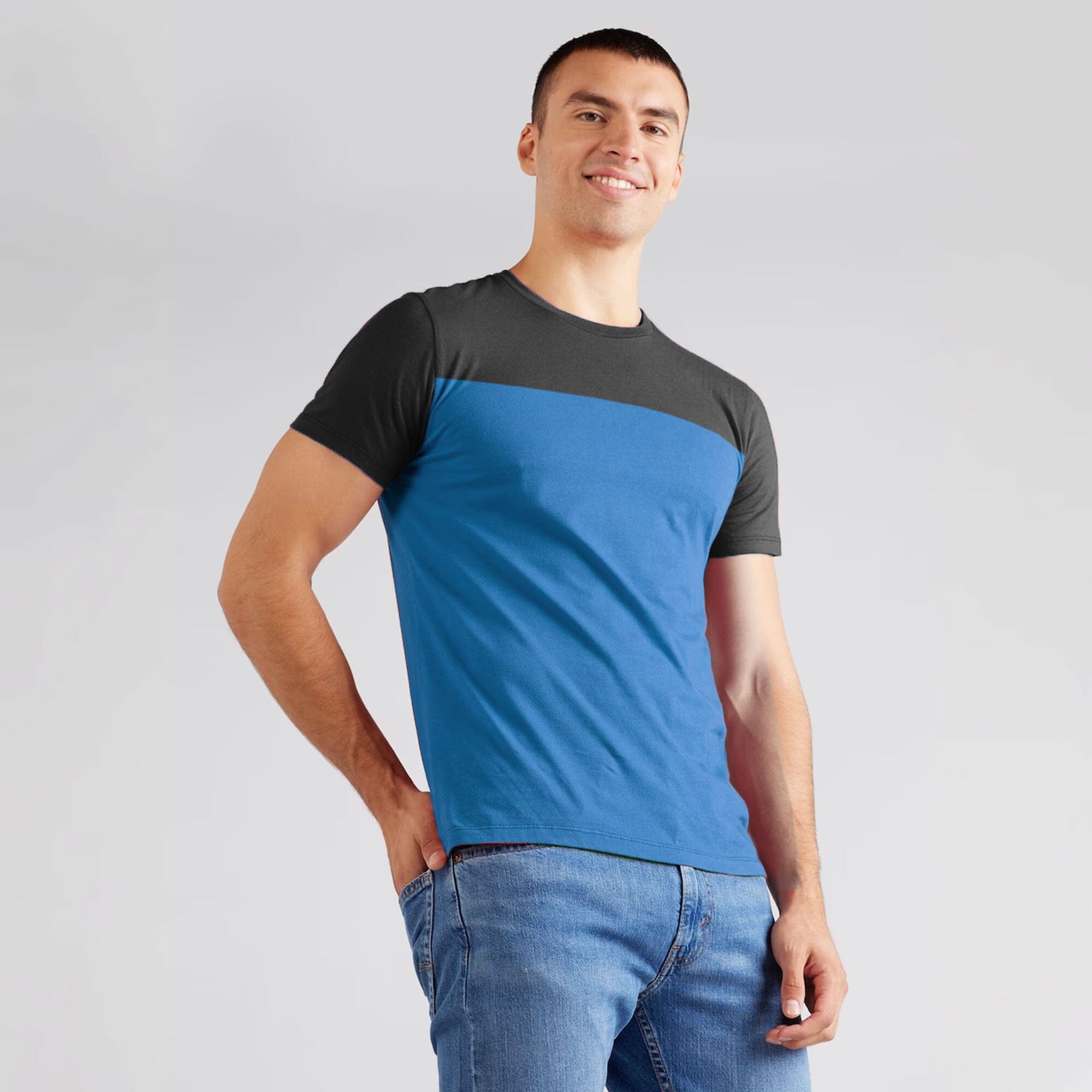 Salta Men's Contrast Design Minor Fault Crew Neck Tee Shirt Men's Tee Shirt Polo Republica Blue S 