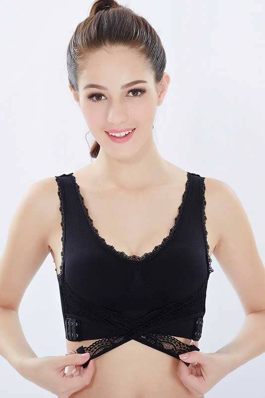 Front Cross Side Buckle Push Up Lace design Sports Bra Women's Lingerie RAM 