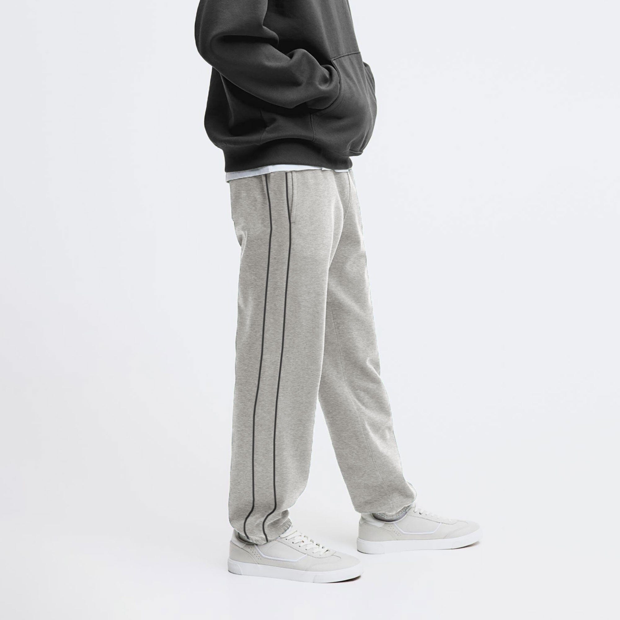 Max 21 Men's Contrast Design Fleece Sweat Pants Men's Sweat Pants SZK Grey S 