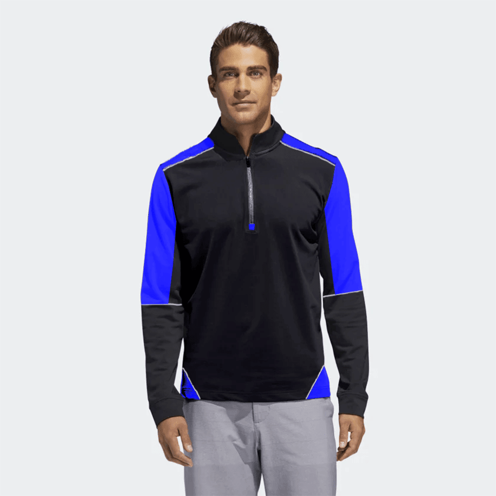 Men's Classic 1/4 Zipper Fleece Minor Fault Sweat Shirt Men's Sweat Shirt Image Black & Royal XS 