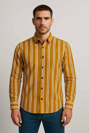 Gravity Men's Button Down Striped Casual Shirt