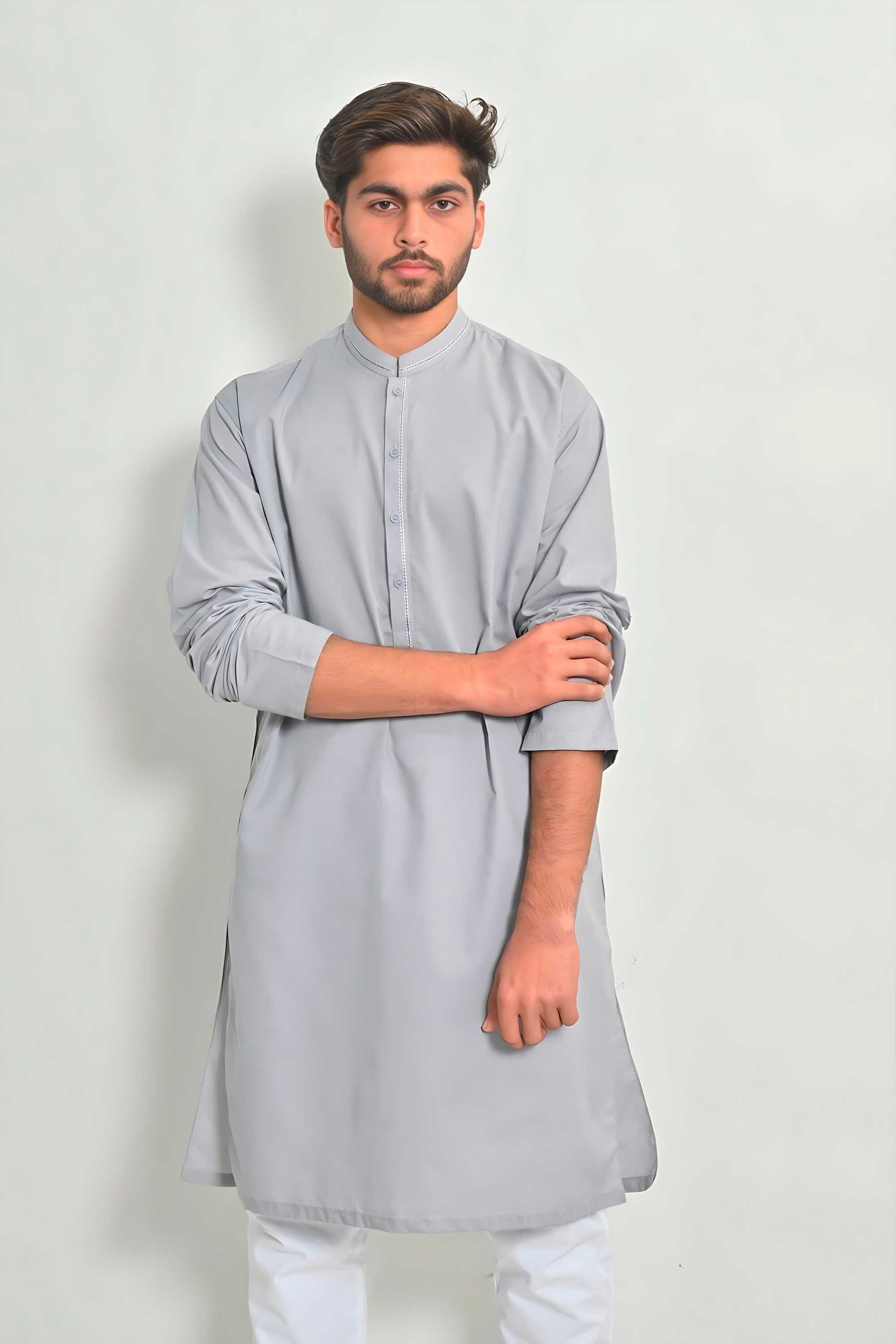 Hud Hud Men's Wavre Mandarin Collar Stitched Kurta Men's Kurta MHJ 