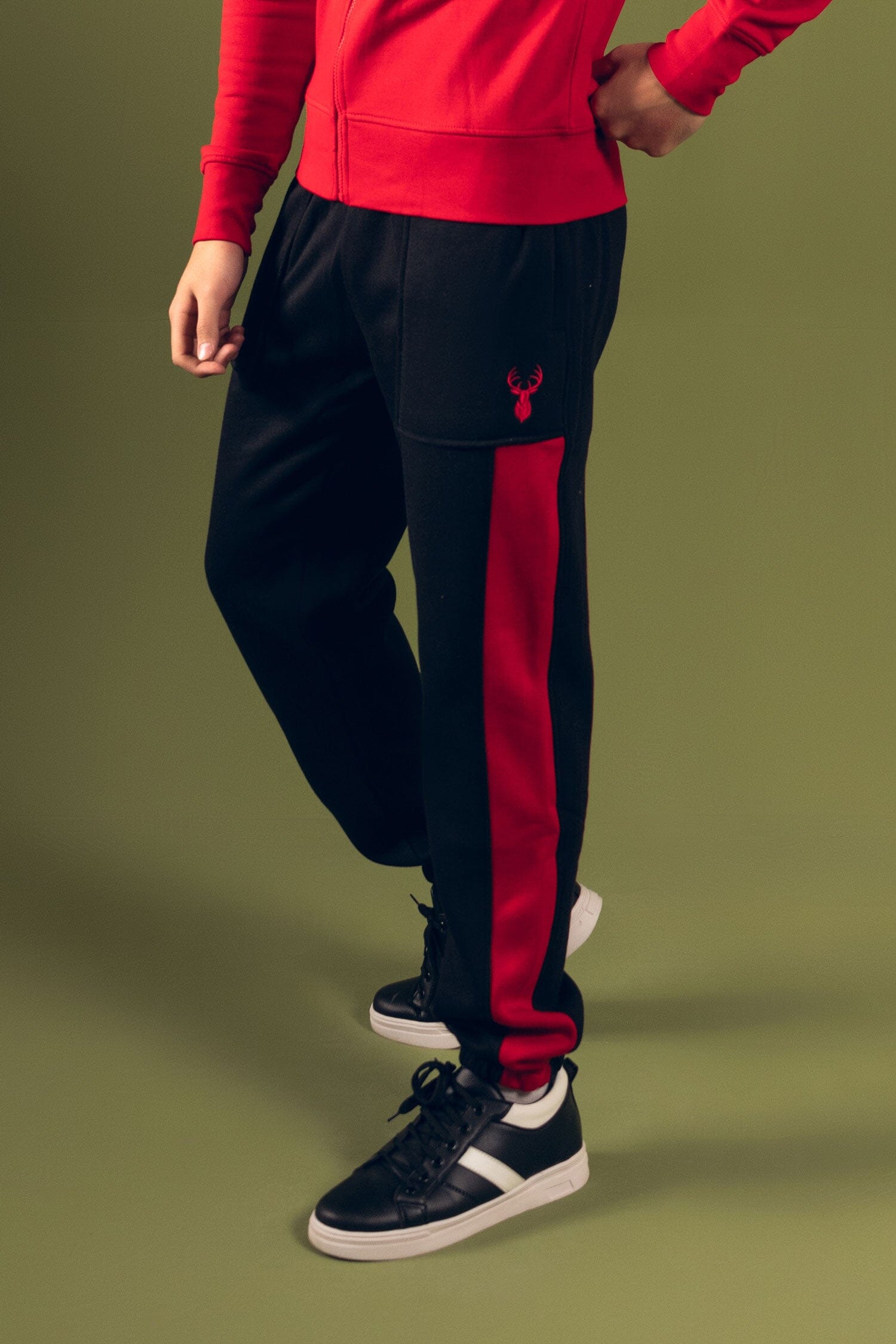 Polo Republica Deer Embroidered Side Panel Fleece Trousers Men's Trousers Polo Republica 