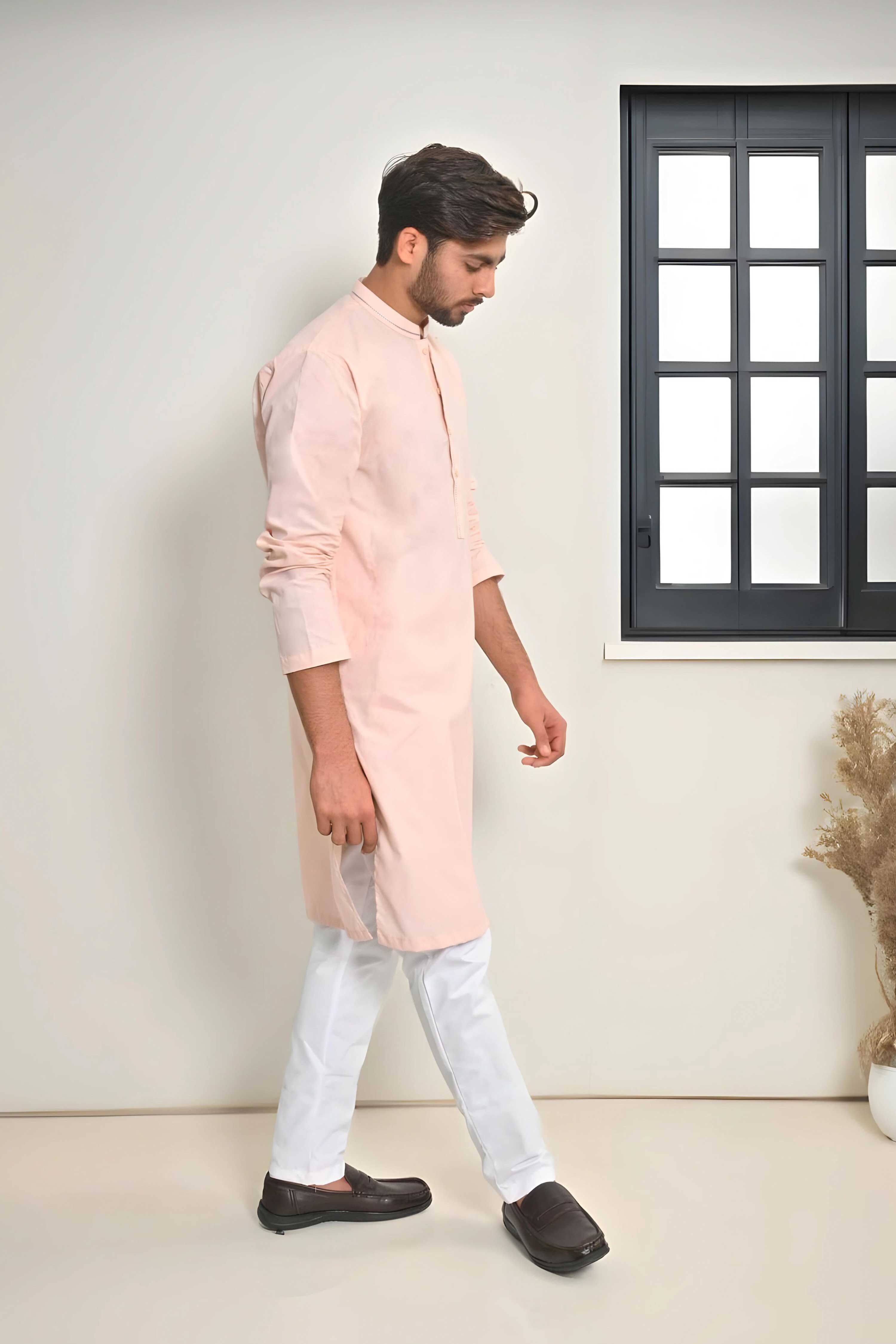 Hud Hud Men's Verviers Mandarin Collar Stitched Kurta Men's Kurta MHJ 