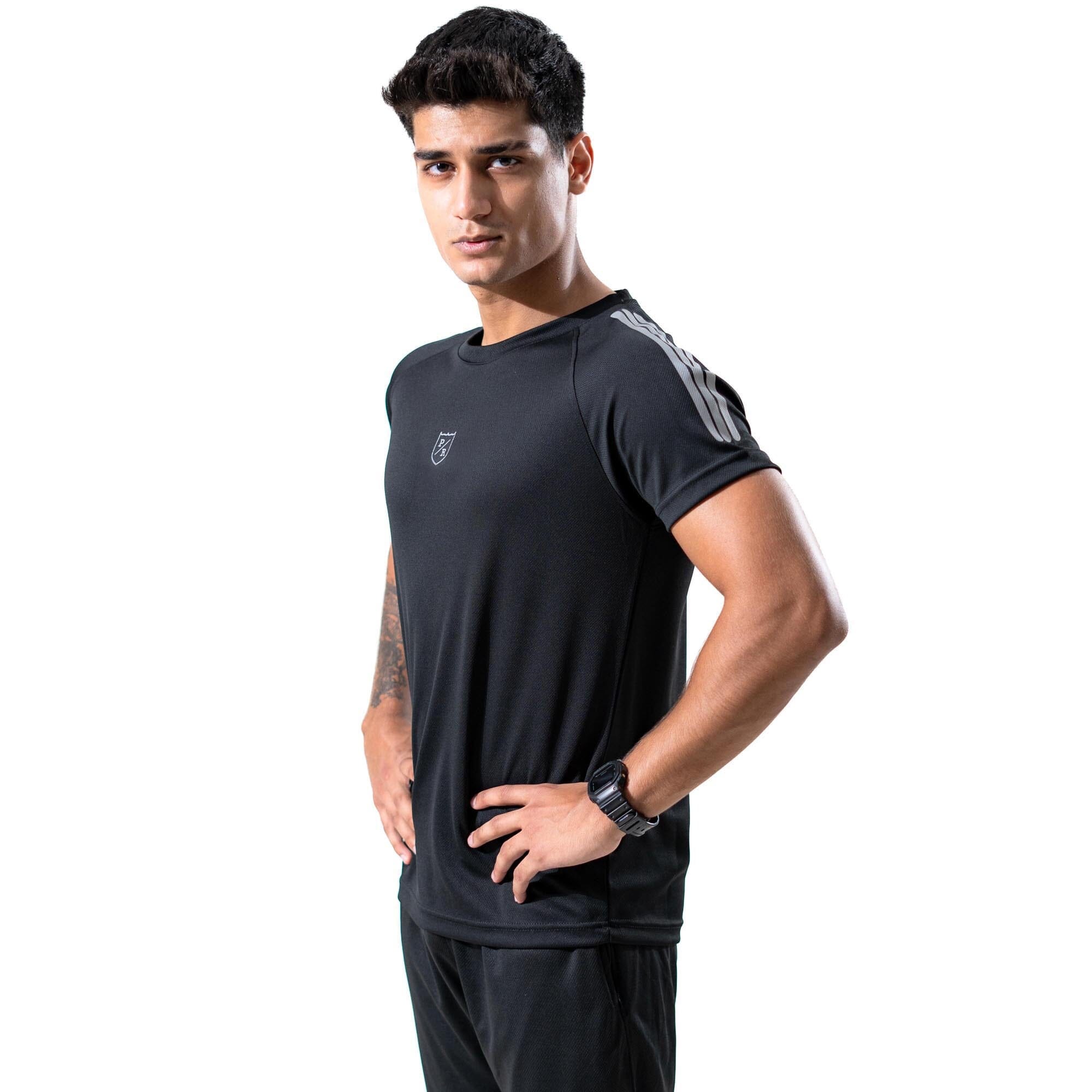 Polo Republica Men's PR & Shoulder Stripes Printed Activewear Tee Shirt Men's Tee Shirt Polo Republica 