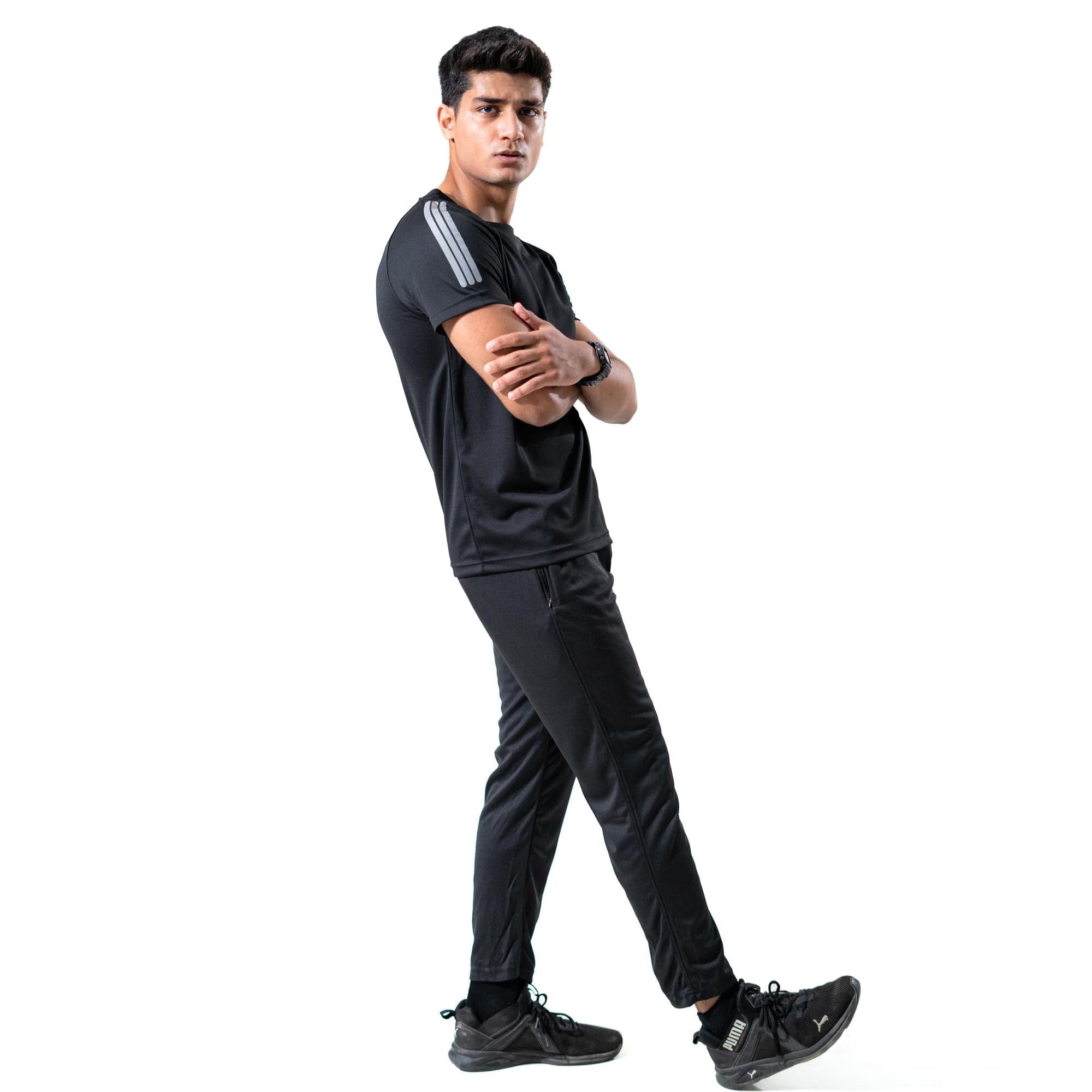 Polo Republica Men's PR & Shoulder Stripes Printed Activewear Tee Shirt Men's Tee Shirt Polo Republica 