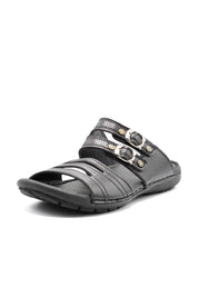Men's Buckle Straps Leather Slippers