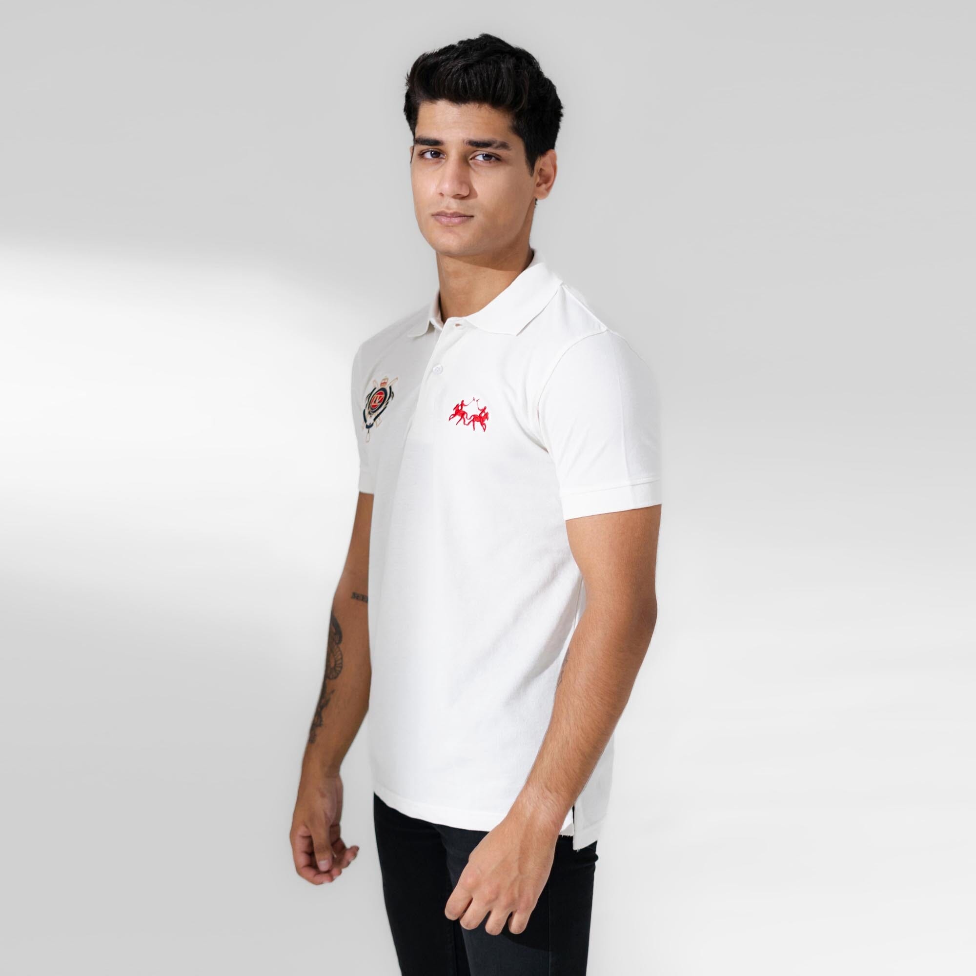 Polo Republica Men's Double Pony & LV Crest Embroidered Polo Shirt Men's Polo Shirt Polo Republica 