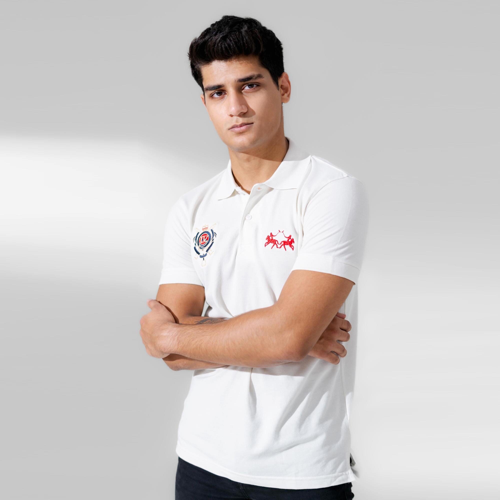 Polo Republica Men's Double Pony & LV Crest Embroidered Polo Shirt Men's Polo Shirt Polo Republica 
