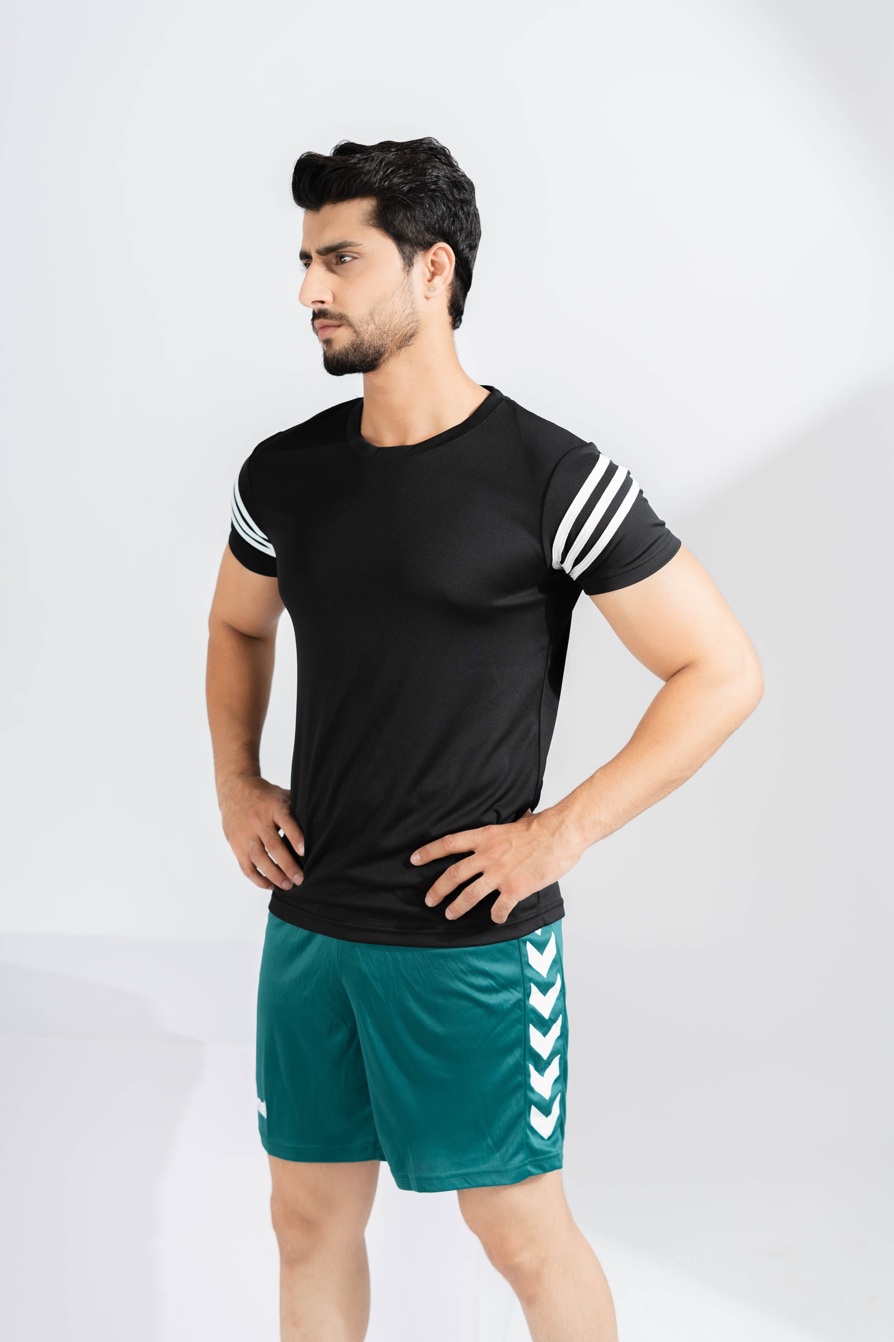 Polo Athletica Men's Shoulder Stripes Activewear Tee Shirt Men's Tee Shirt Polo Republica 